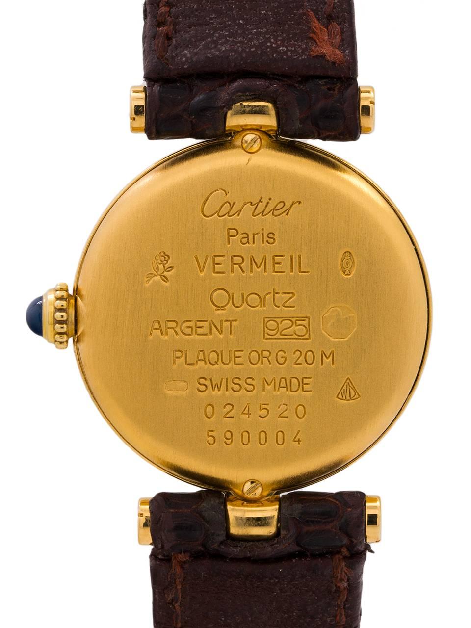 Women's Cartier Ladies Vermeil Vendome Tank quartz wristwatch, circa 1990s