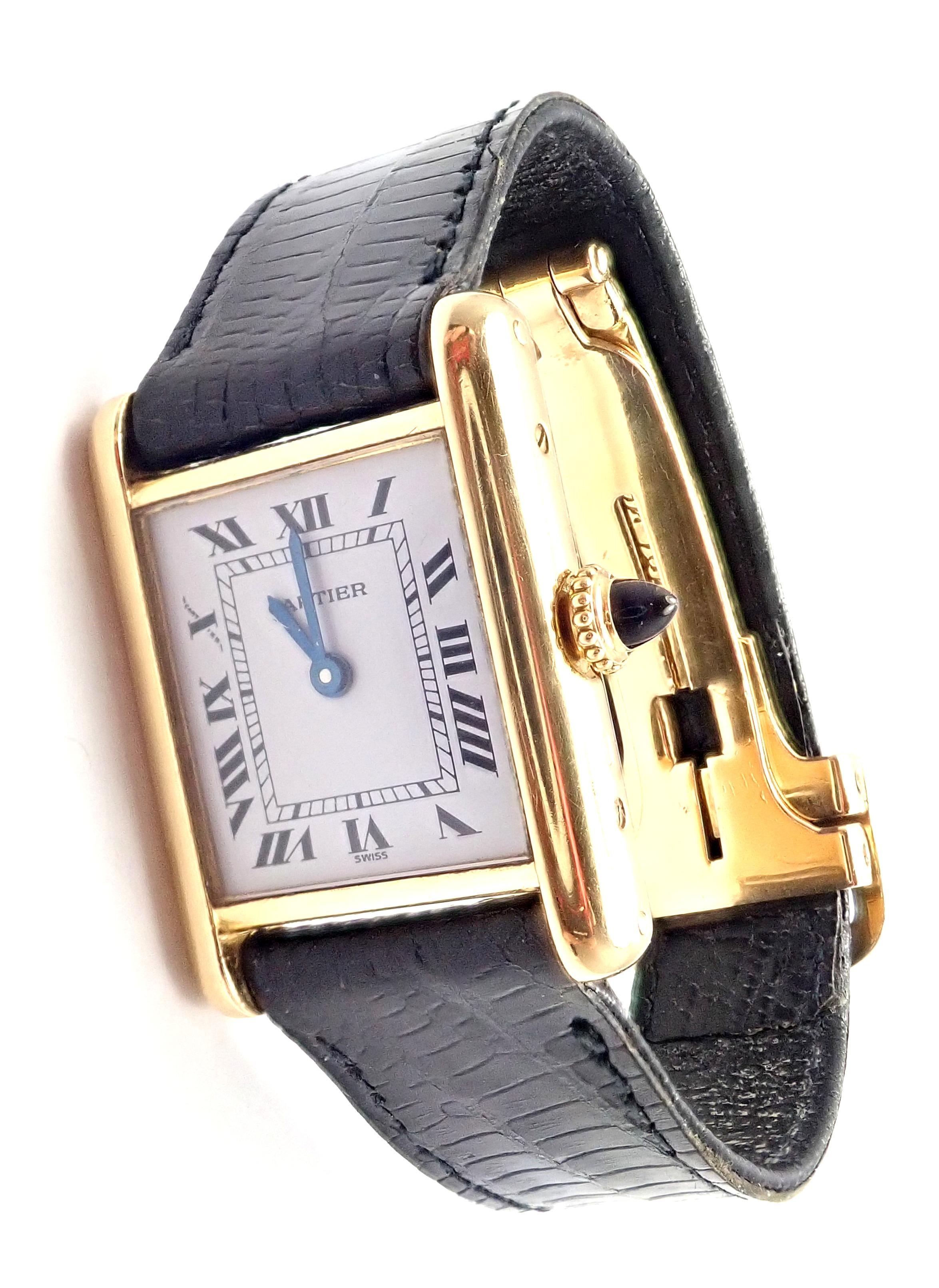 Cartier Ladies Yellow Gold Tank Wristwatch In Excellent Condition In Holland, PA