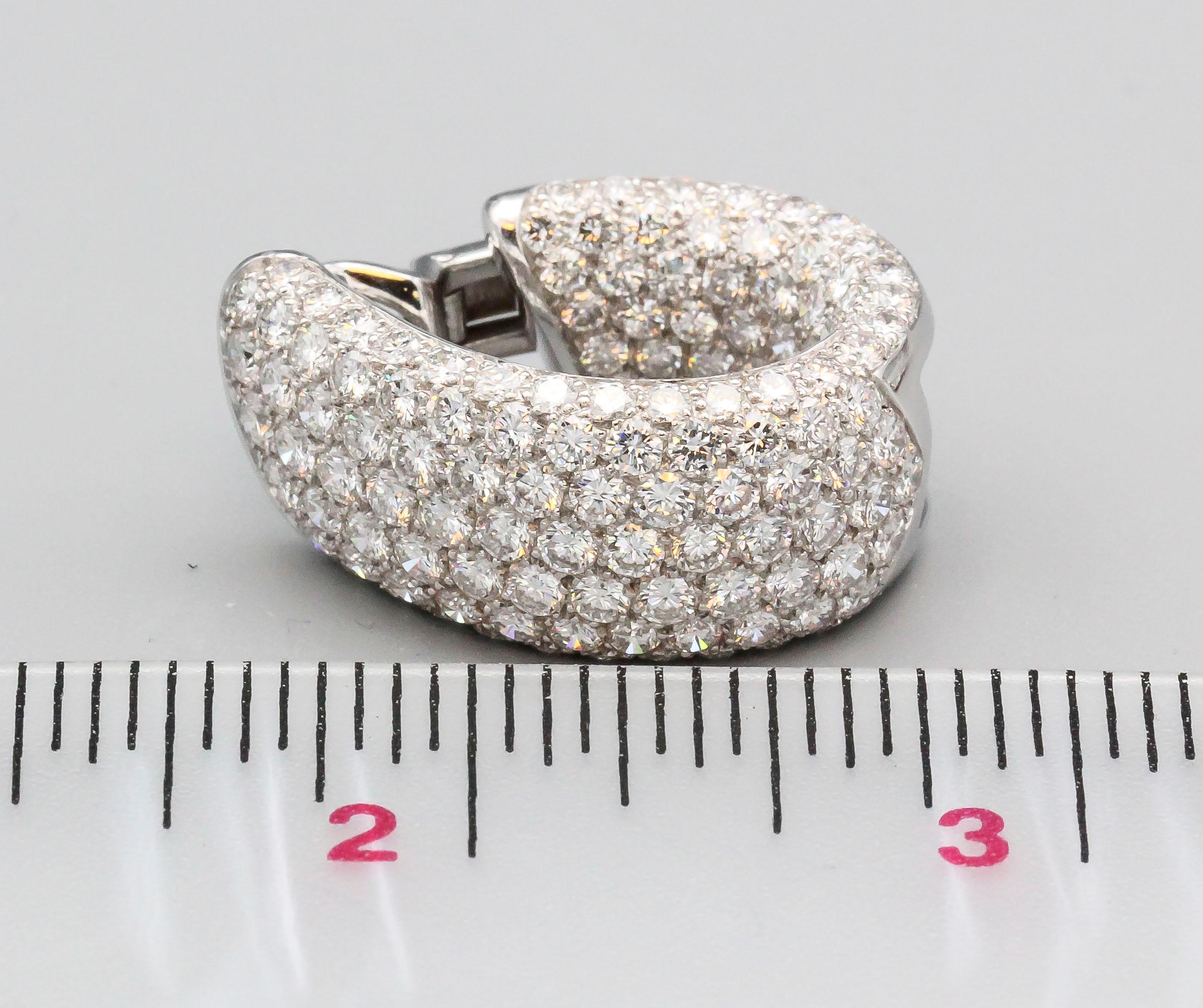 Round Cut Cartier Lakarda Diamond 18 Karat White Gold Inside-Out Hoop Earrings