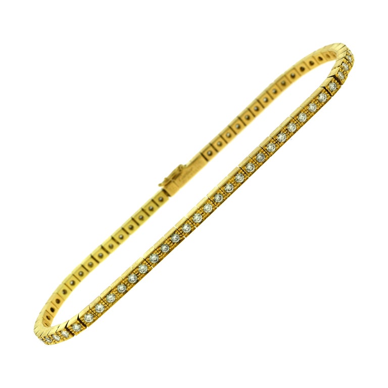 Cartier Laniere Diamond Tennis Line Yellow Gold Bracelet For Sale at