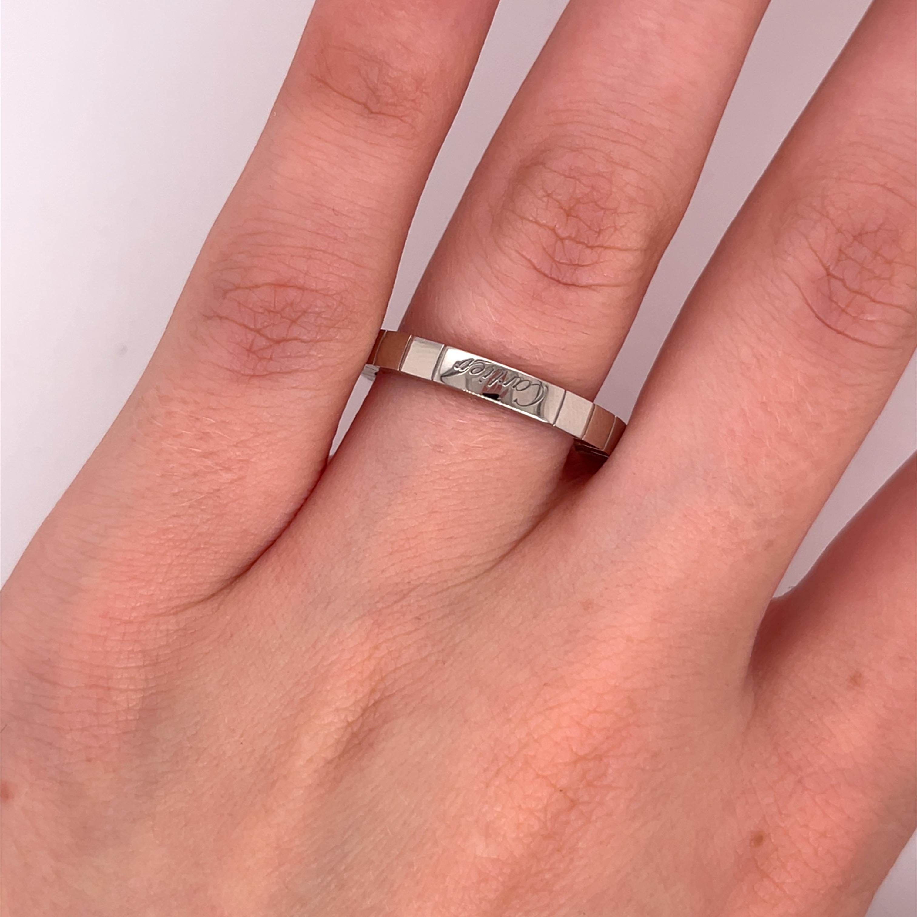Cartier Laniere Ring, 3mm Band In 18ct White Gold In Excellent Condition In London, GB