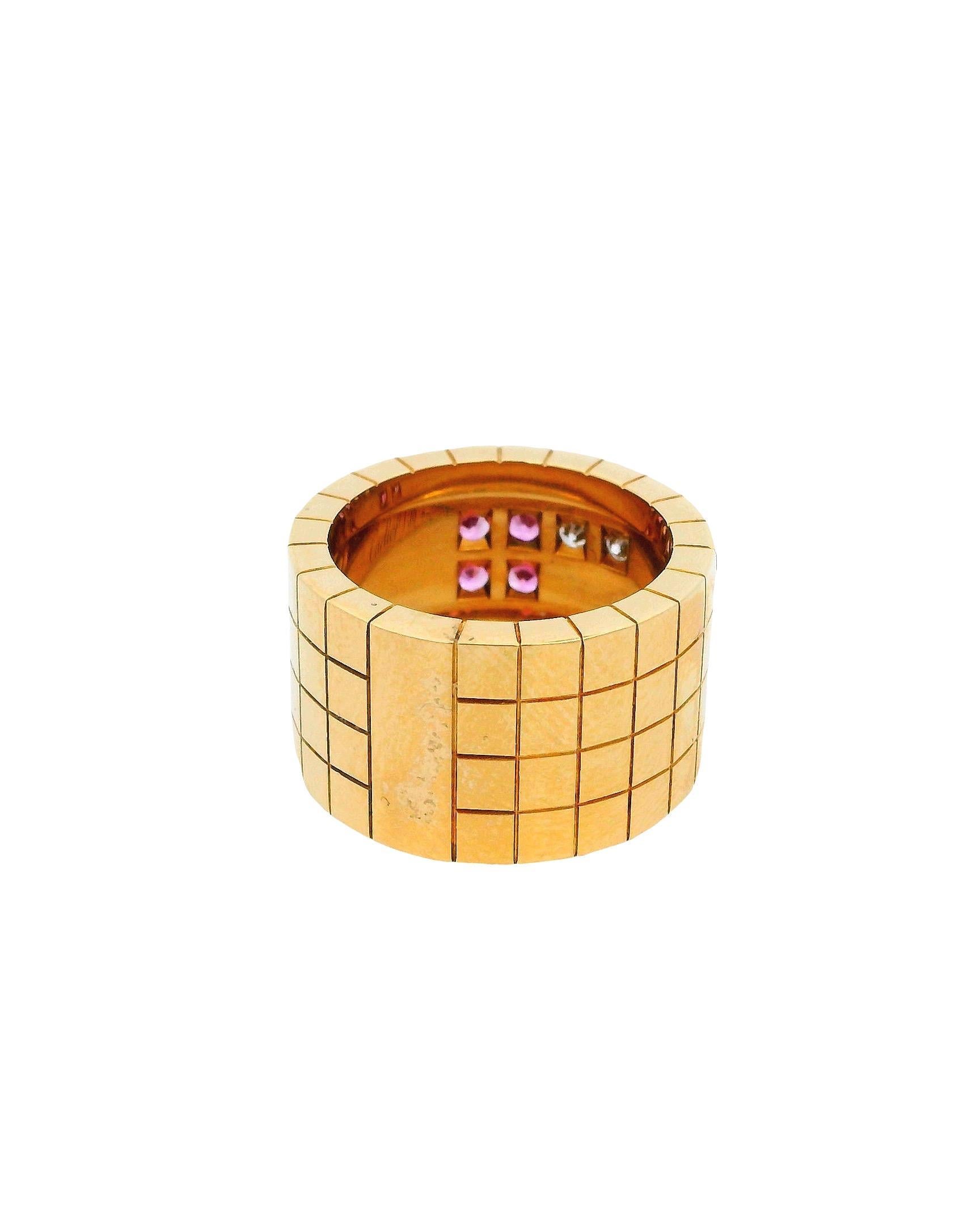 Bague Cartier Laniere Diamants Saphirs roses Taille 52 Excellent état - En vente à Great Neck Plaza, NY