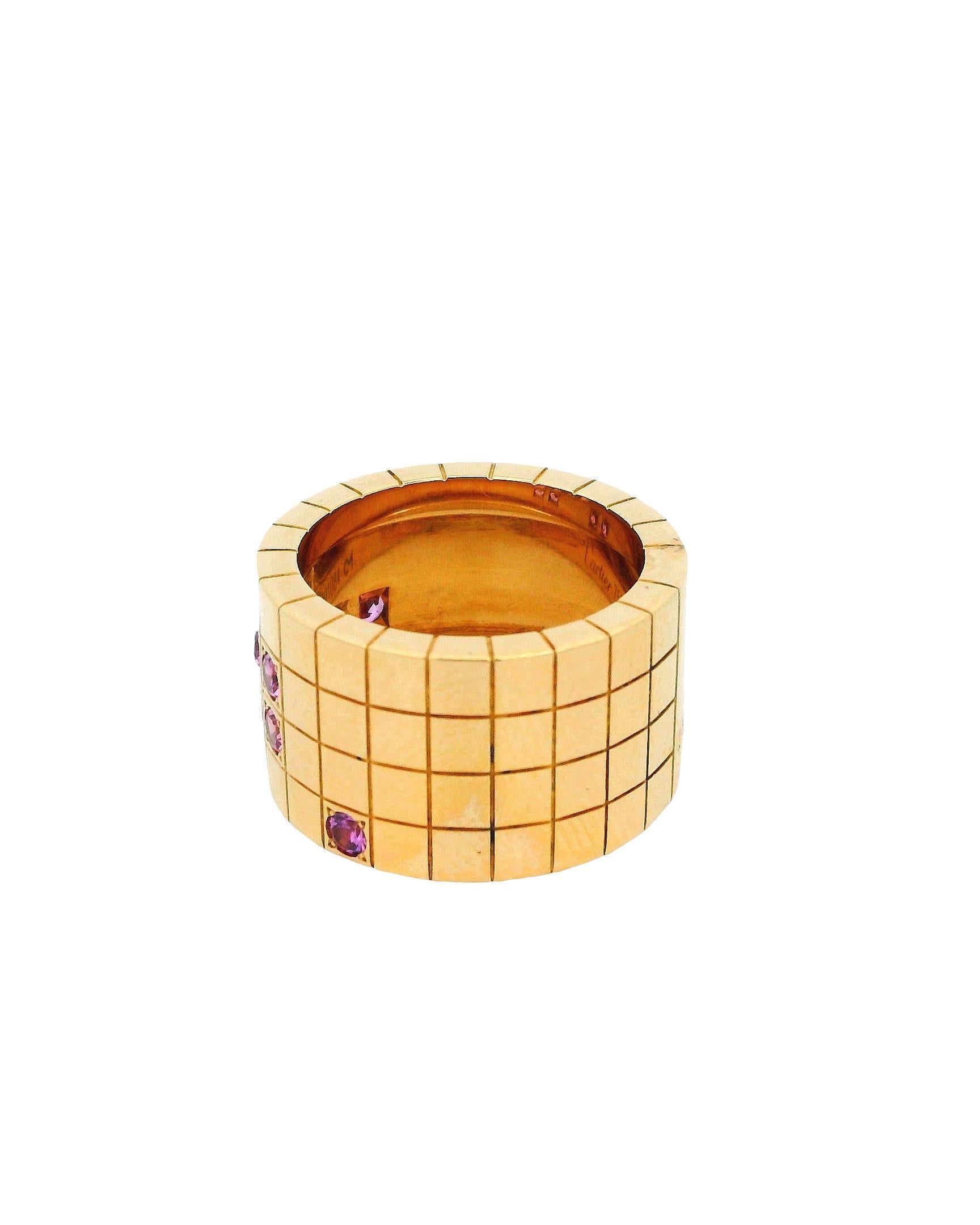 Bague Cartier Laniere Diamants Saphirs roses Taille 52 Unisexe en vente