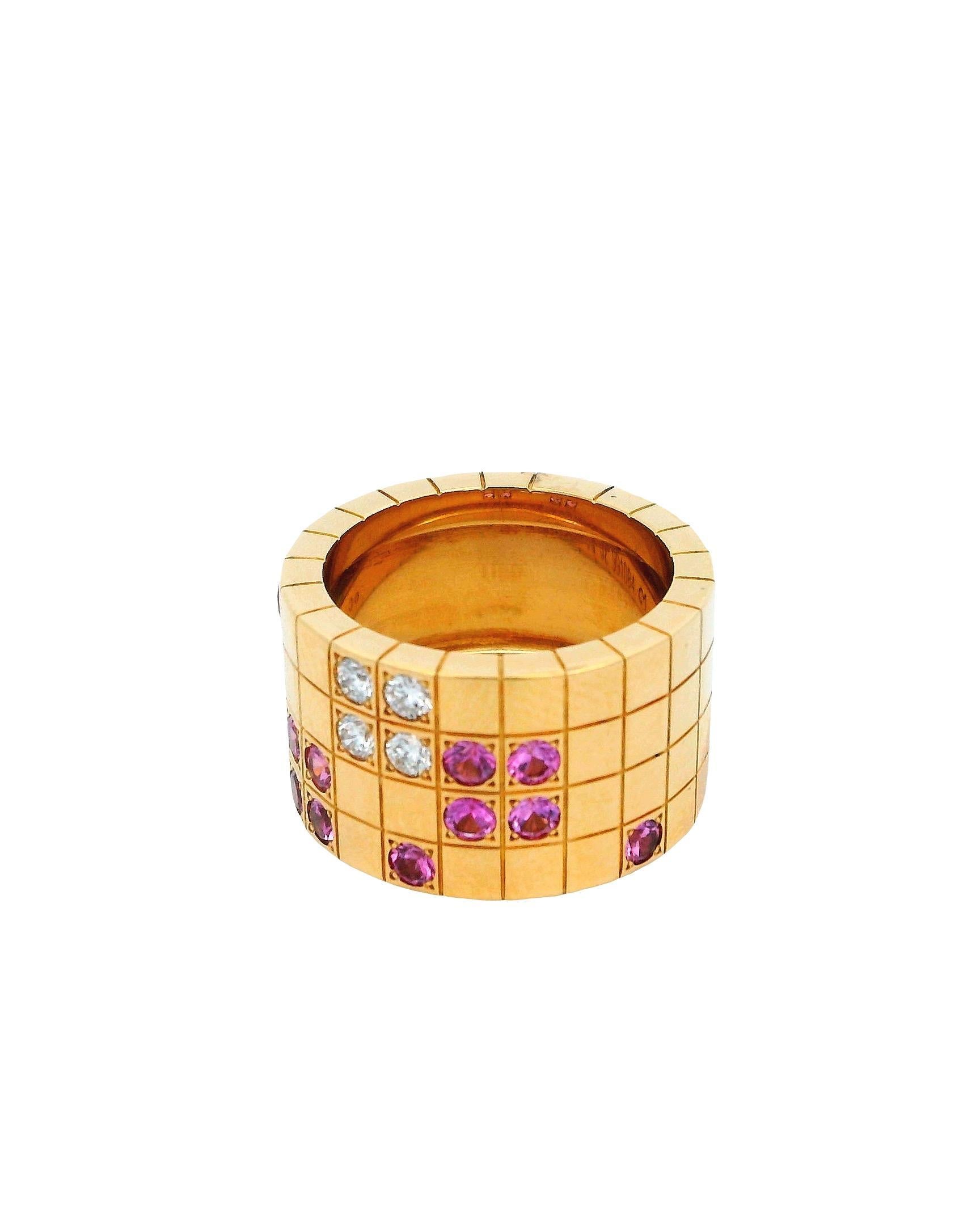 Bague Cartier Laniere Diamants Saphirs roses Taille 52 en vente 1