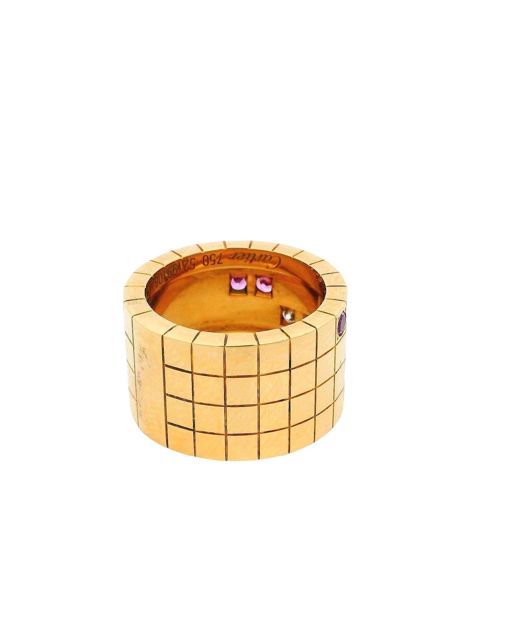 Bague Cartier Laniere Diamants Saphirs roses Taille 52 en vente 2