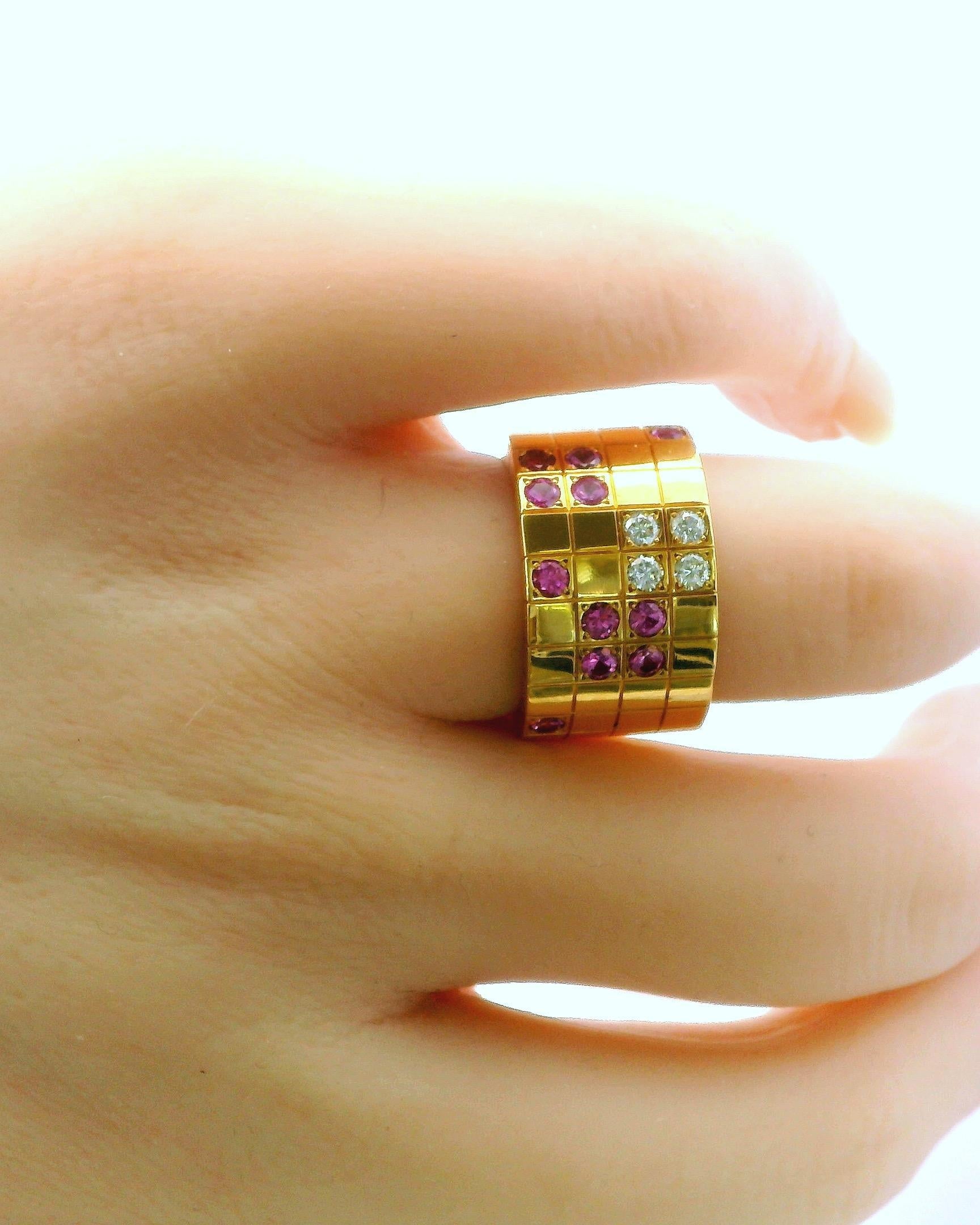 Bague Cartier Laniere Diamants Saphirs roses Taille 52 en vente 3