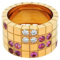 Bague Cartier Laniere Diamants Saphirs roses Taille 52