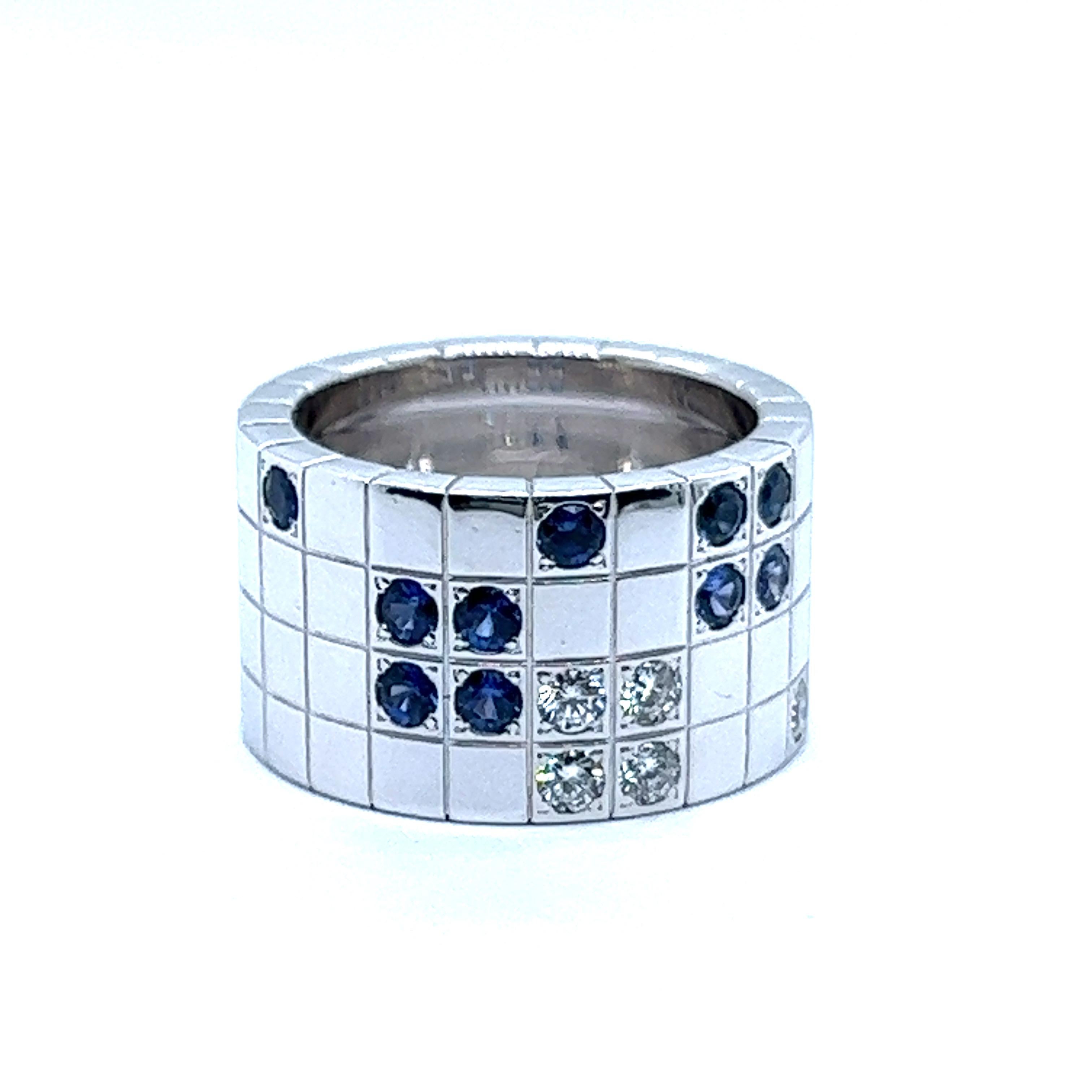 Cartier Lanière Ring with Sapphires and Diamonds in 18 Karat White Gold For Sale 3
