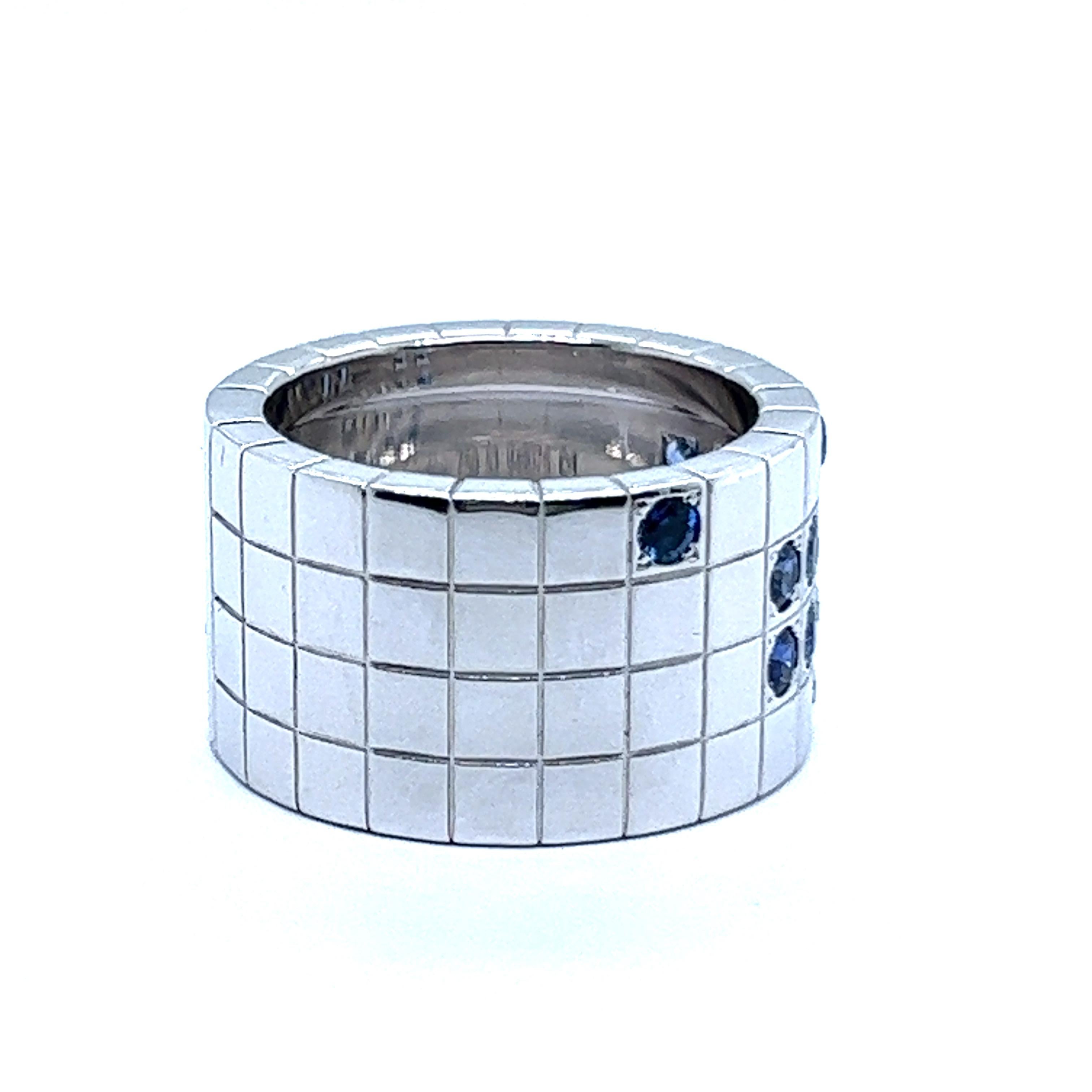 Cartier Lanière Ring with Sapphires and Diamonds in 18 Karat White Gold For Sale 4