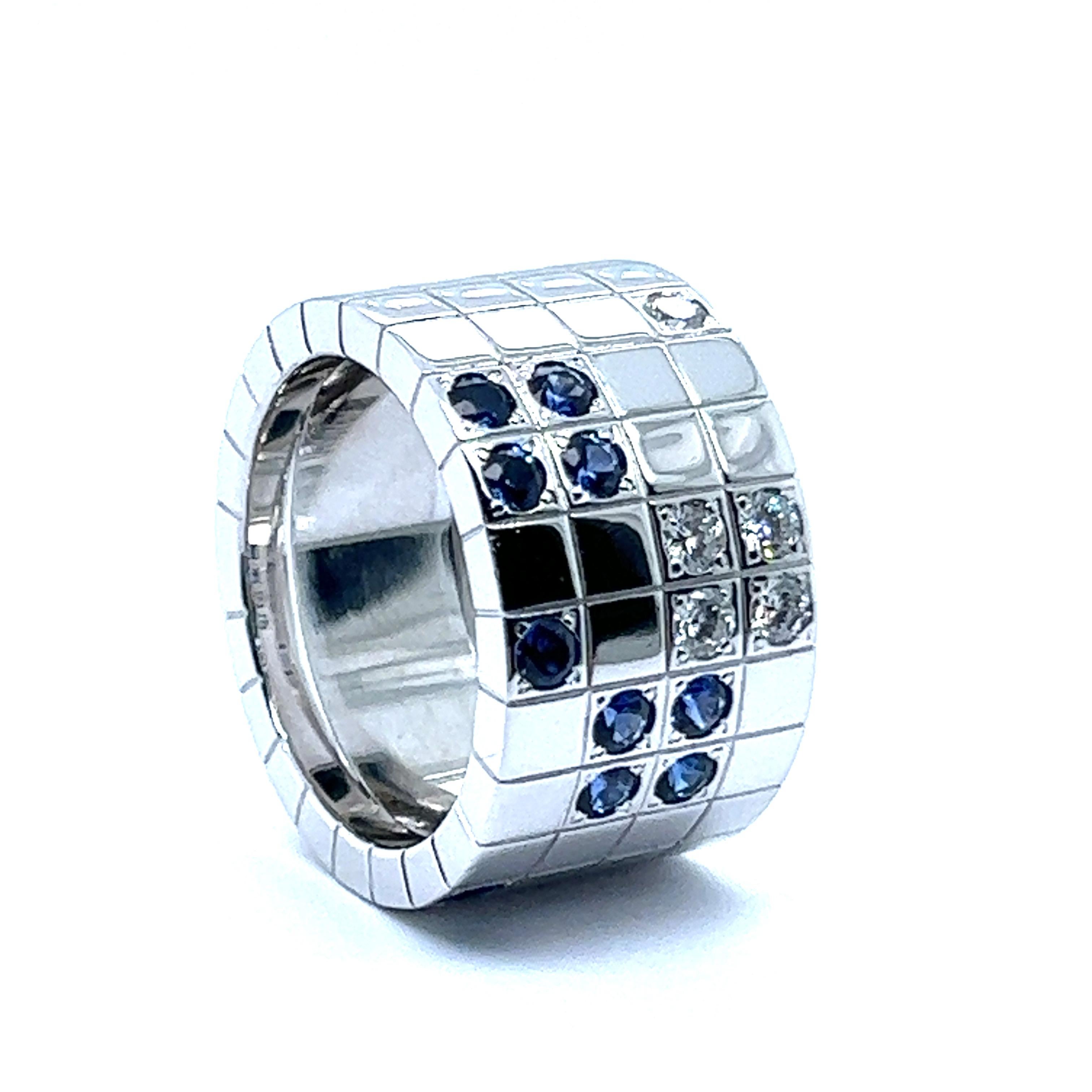 Cartier Lanière Ring with Sapphires and Diamonds in 18 Karat White Gold For Sale 5