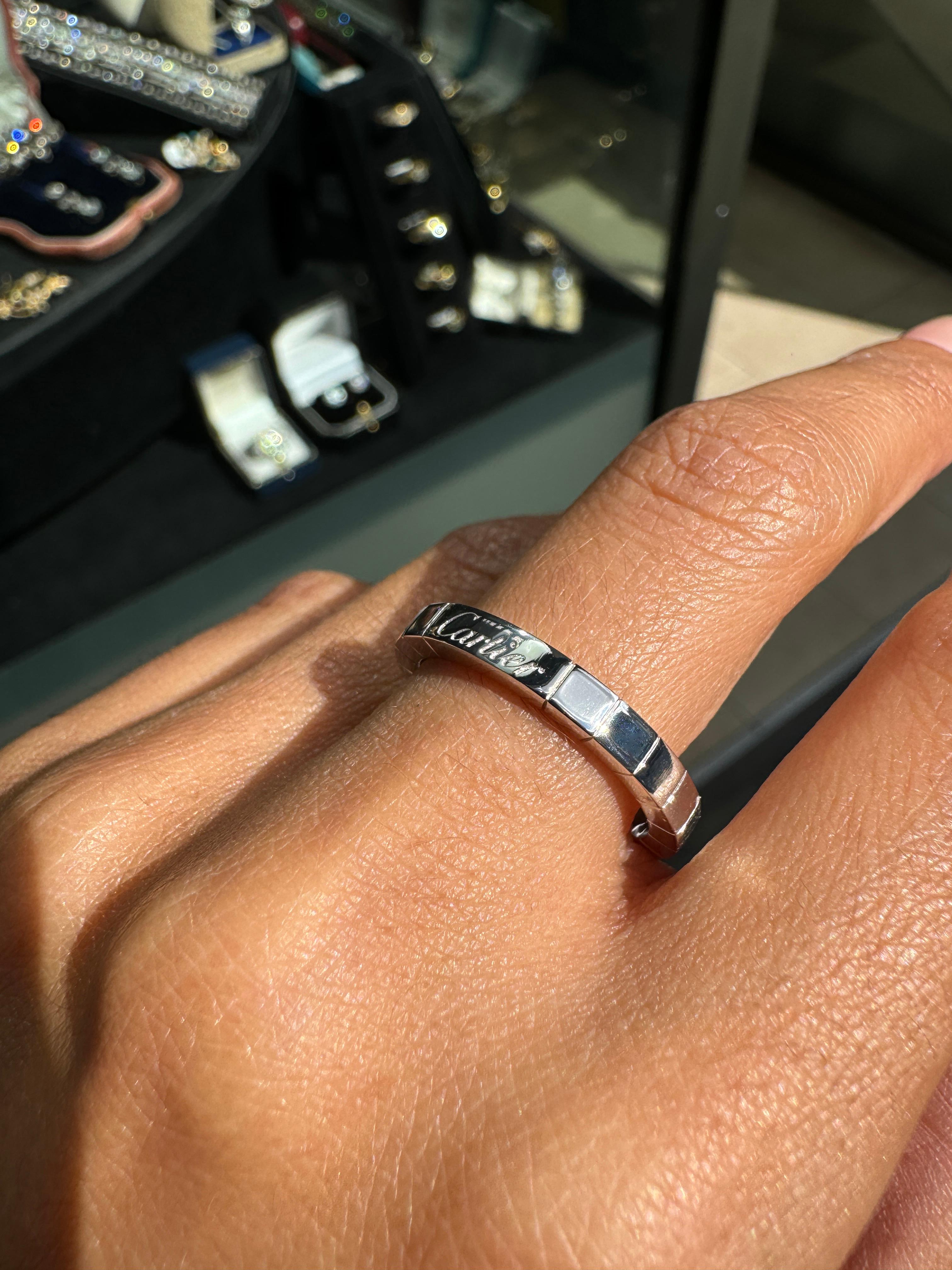 Women's or Men's Cartier Lanières 18 Carat White Gold Wedding Band Ring For Sale