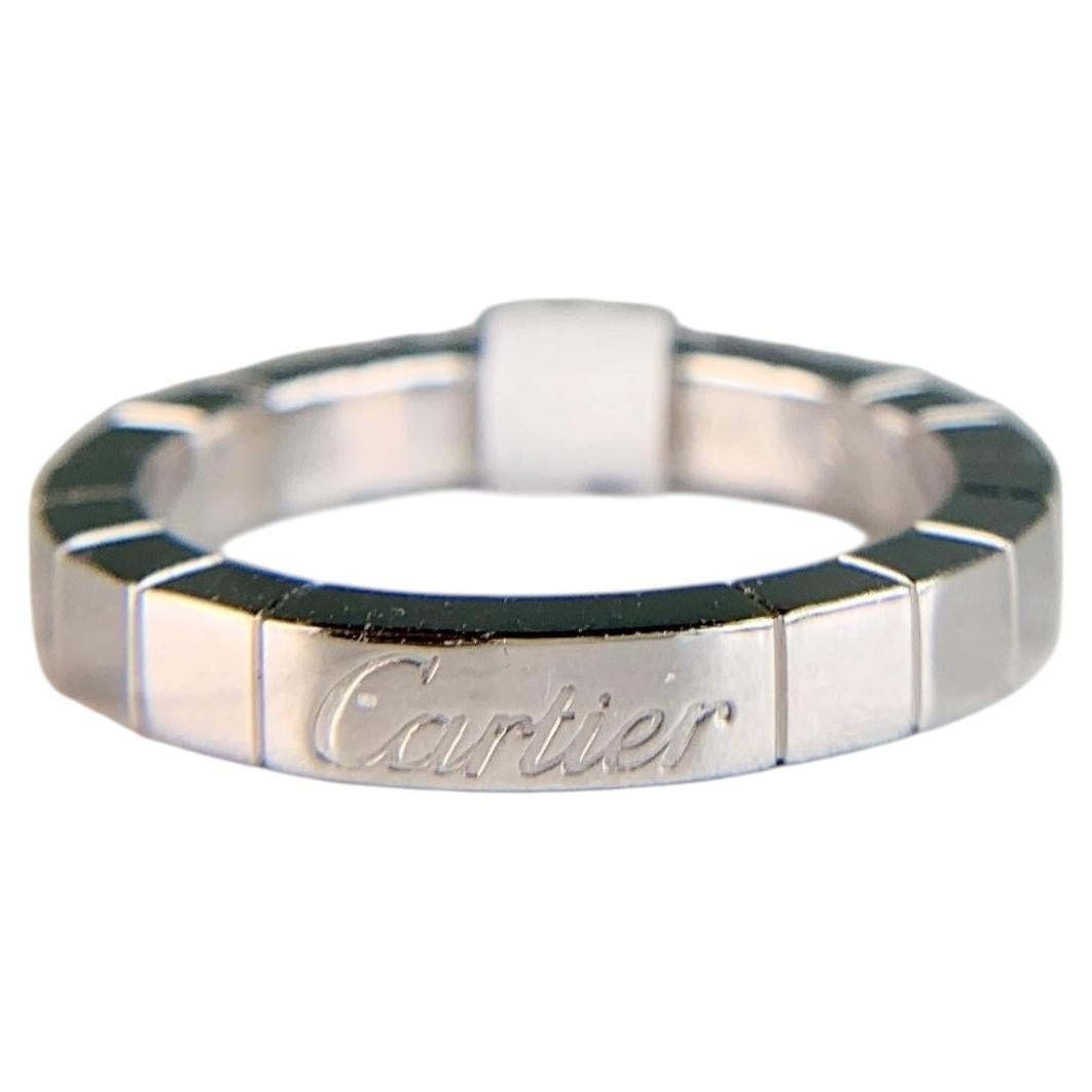 Cartier Lanieres, oro bianco 18 carati, anello a fascia larga da 3 mm, misura 52-US 6