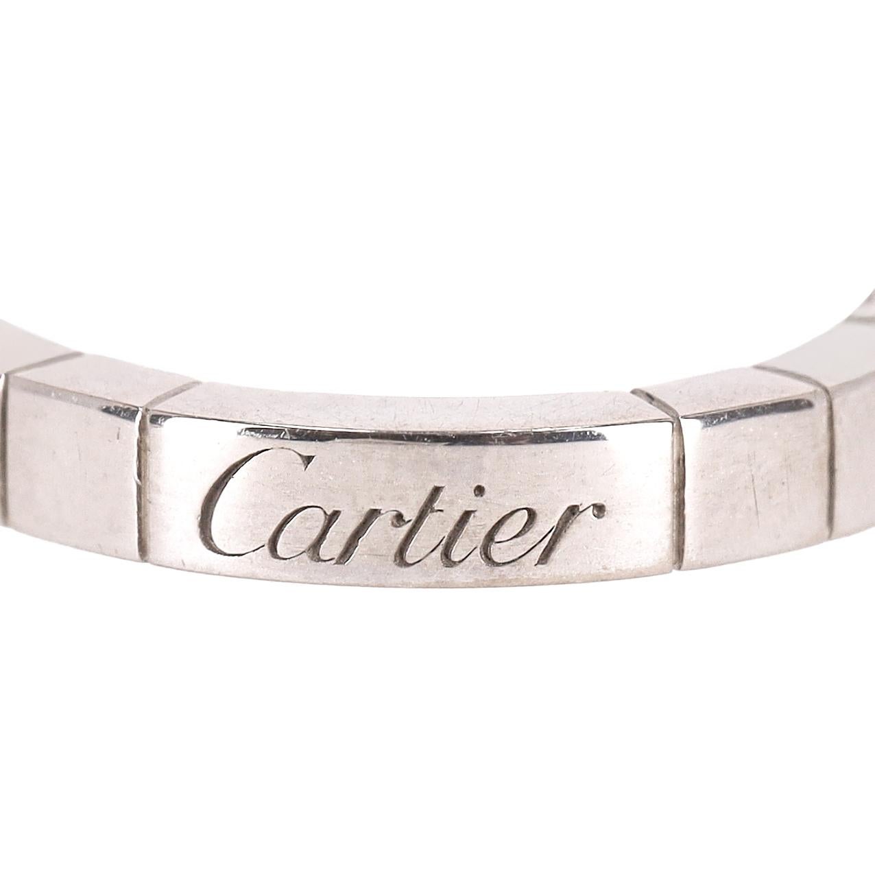 Taglio brillante Cartier Lanieres in oro bianco 18 carati &  Anello con fascia di diamanti in vendita