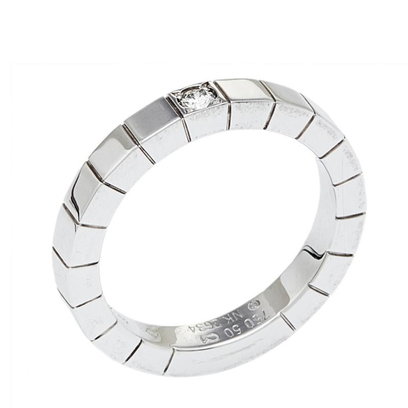 Contemporary Cartier Lanieres 18K White Gold Diamond Ring Size 50