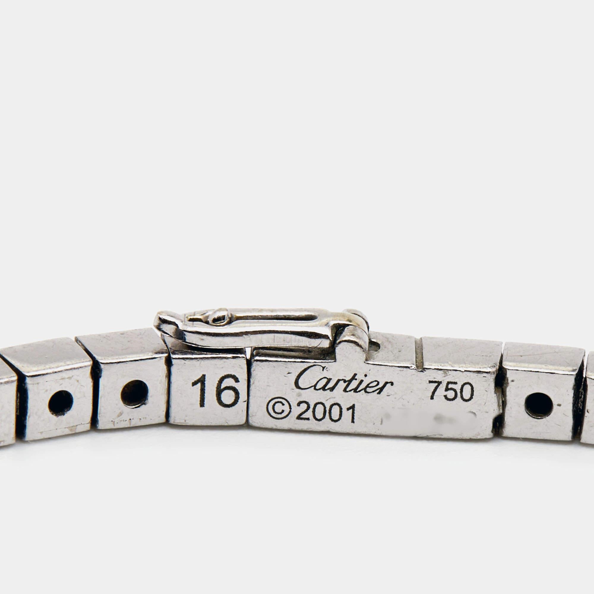 Cartier Lanières 18K White Gold Link Bracelet Size 16 In Fair Condition In Dubai, Al Qouz 2