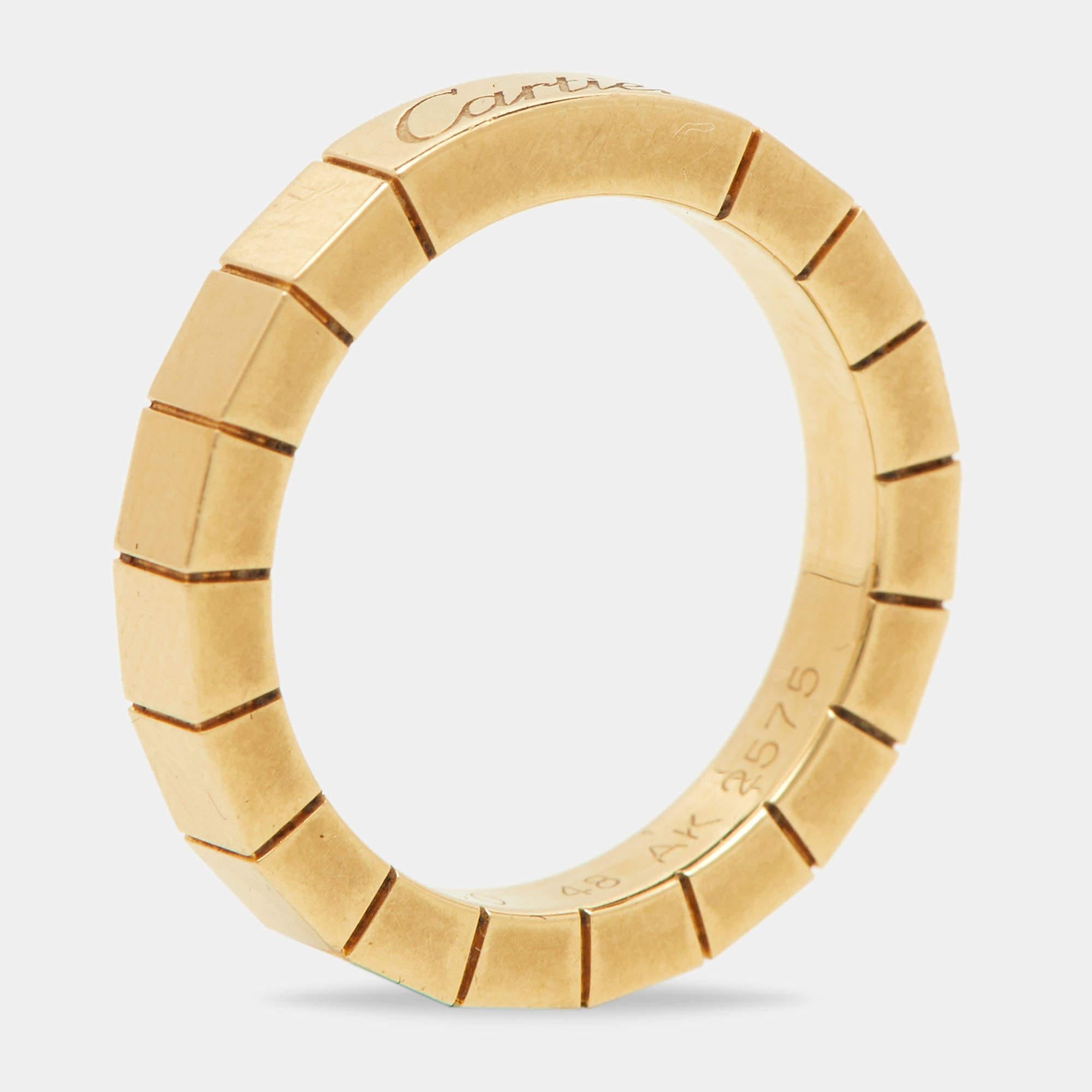 Contemporary Cartier Lanieres 18K Yellow Gold Ring Size 48 For Sale