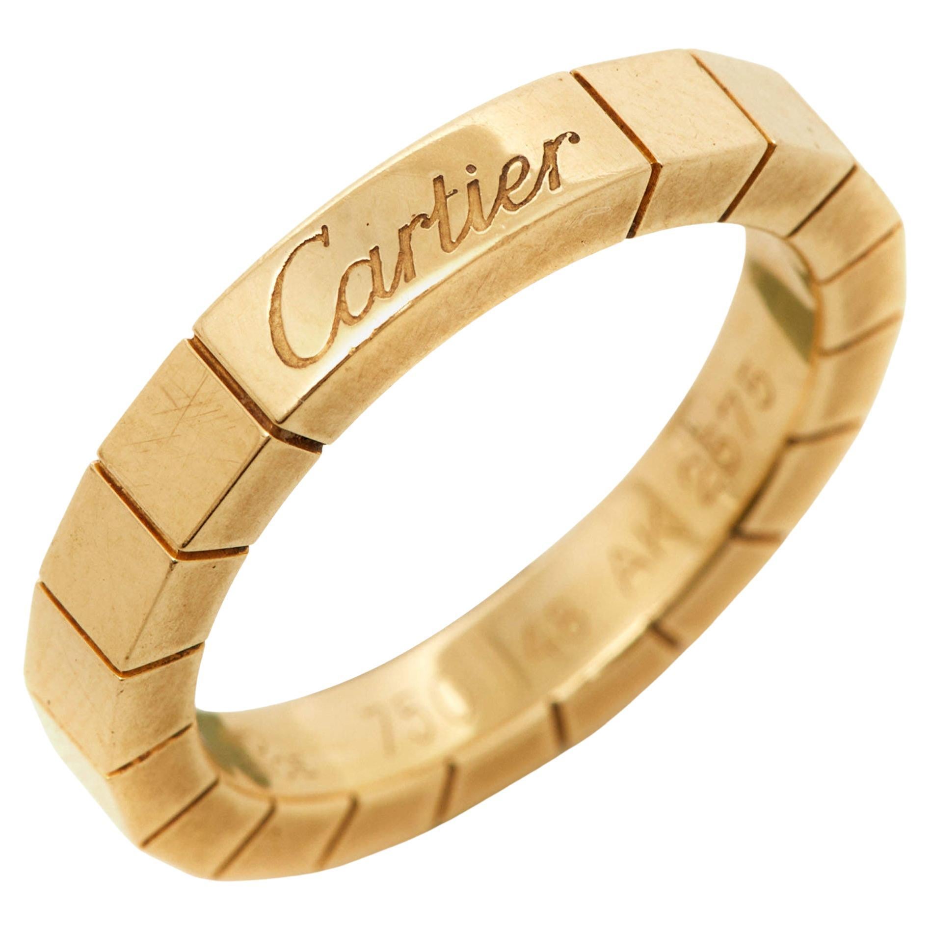 Cartier Lanieres 18K Yellow Gold Ring Size 48 For Sale