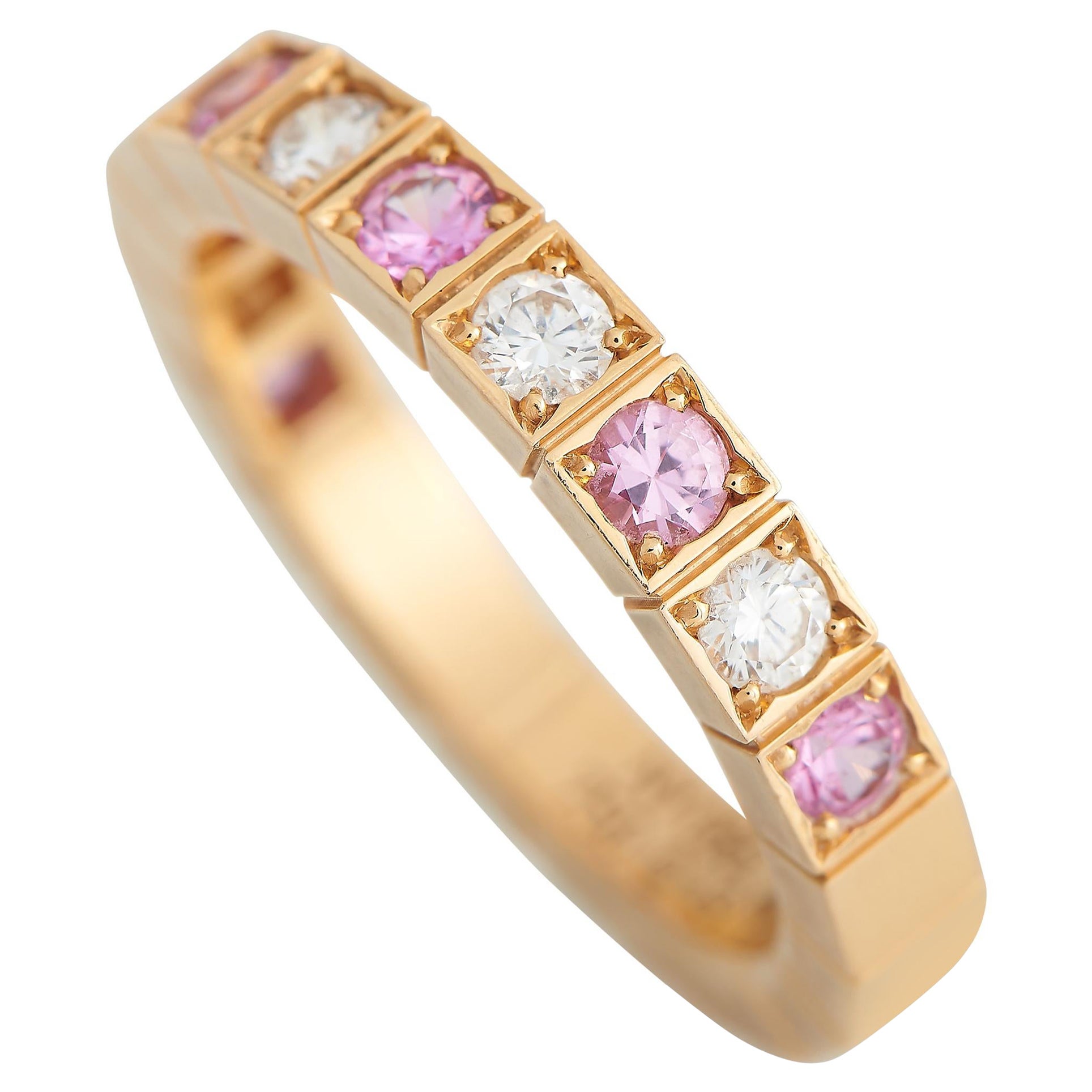 Cartier Lanières Ring aus 18 Karat Roségold mit rosa Saphiren und Diamanten