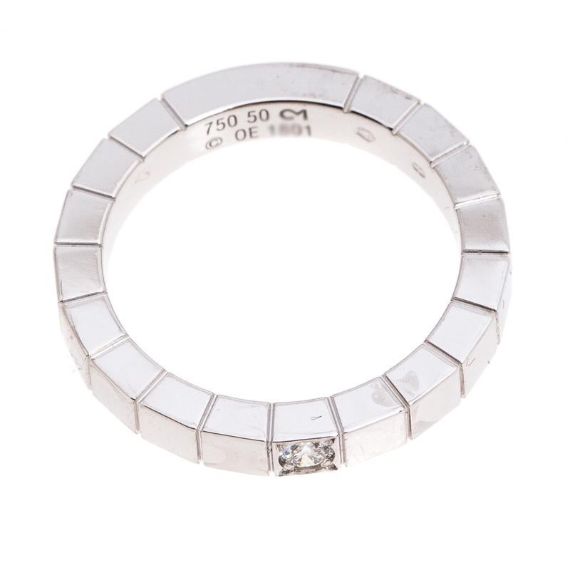 Contemporary Cartier Lanieres Diamond 18K White Gold Band Ring Size 50