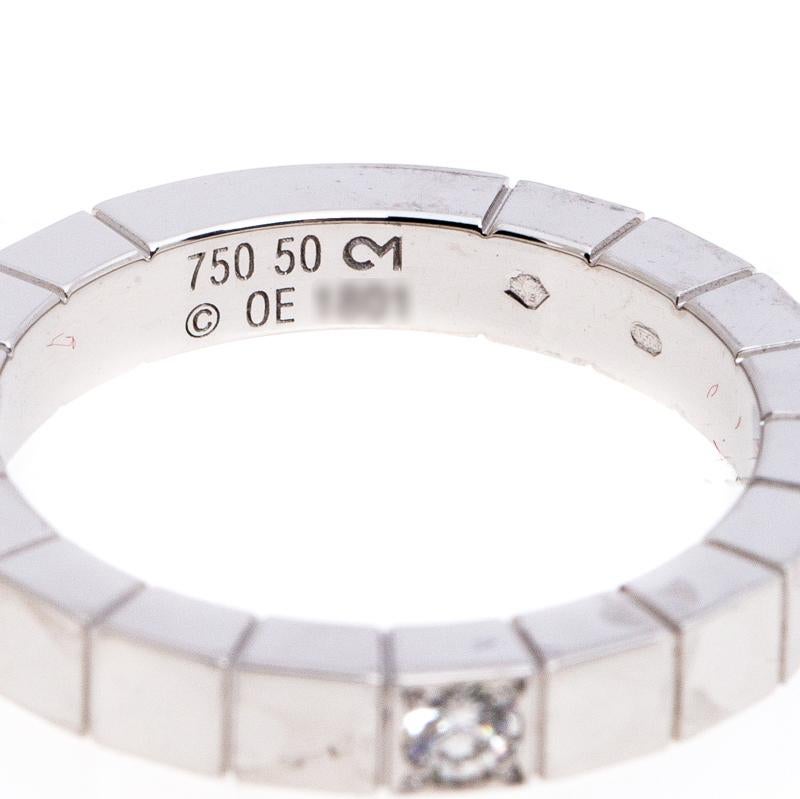 Cartier Lanieres Diamond 18K White Gold Band Ring Size 50 In Good Condition In Dubai, Al Qouz 2