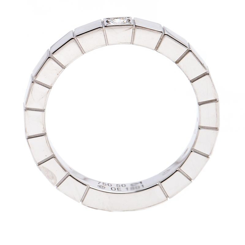 Women's Cartier Lanieres Diamond 18K White Gold Band Ring Size 50