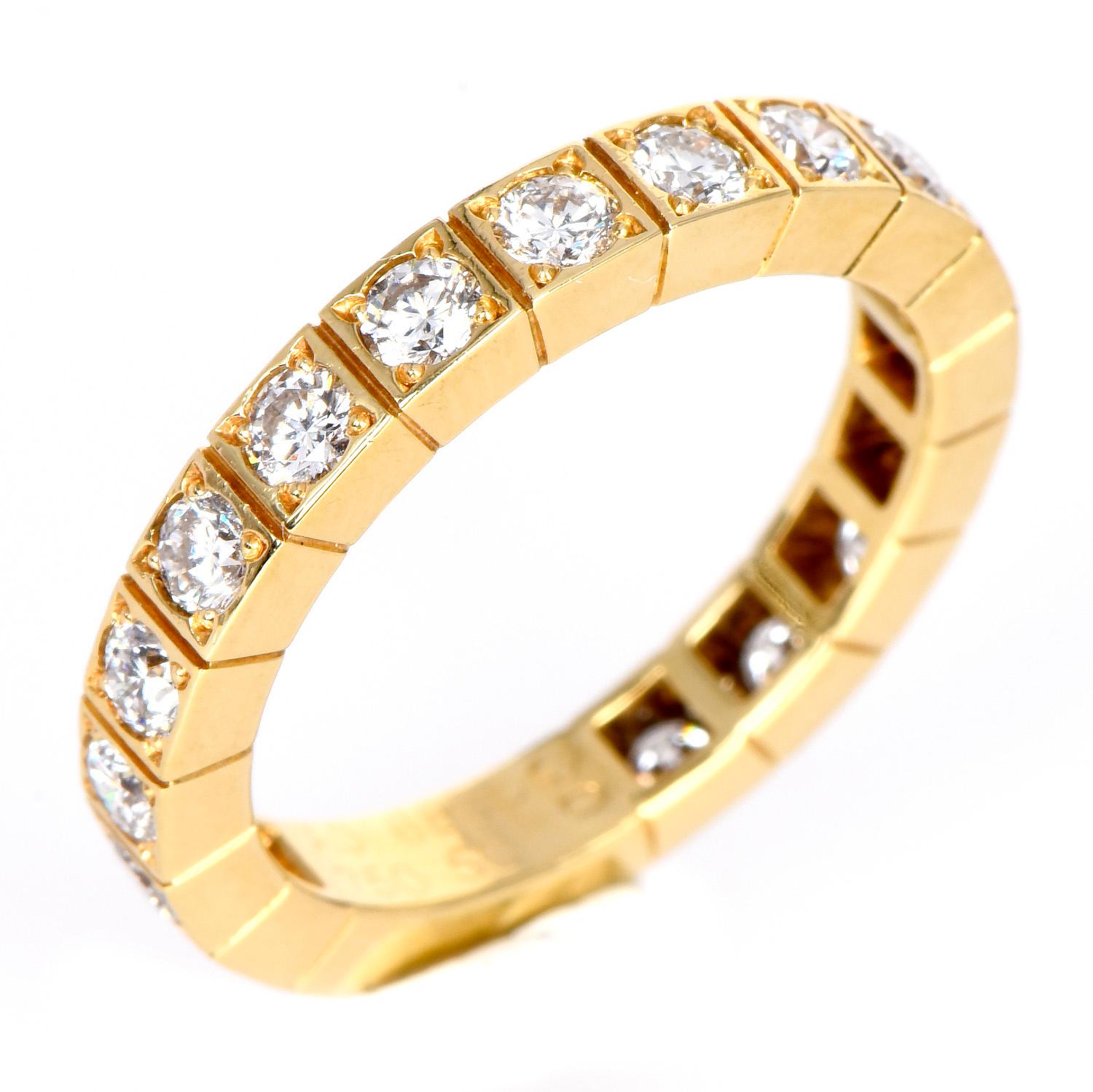 Round Cut Cartier Lanières Diamond 18K Yellow Gold Eternity Band Ring