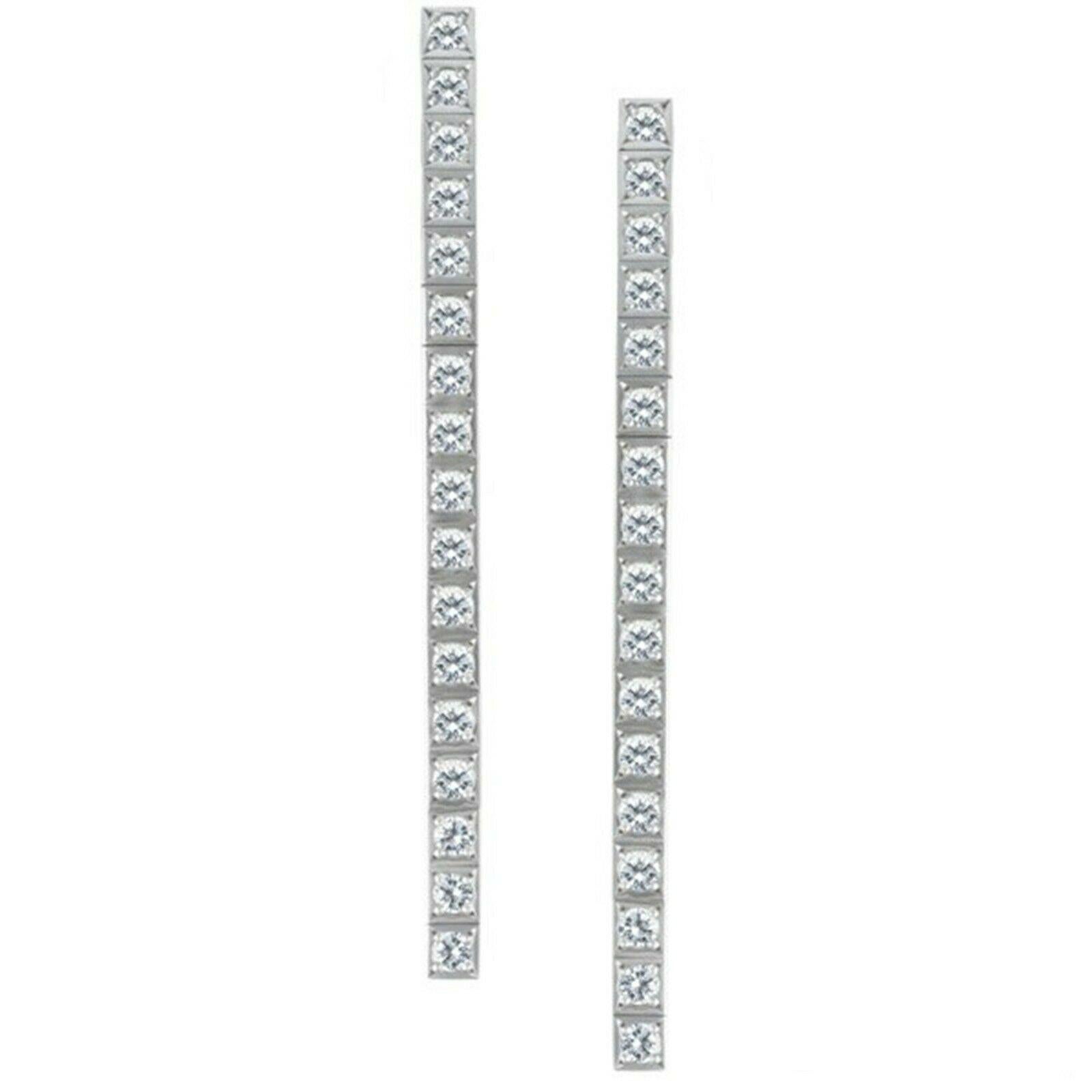 Modern Cartier “Lanières” Diamond Drop Line Earrings in 18 Karat White Gold