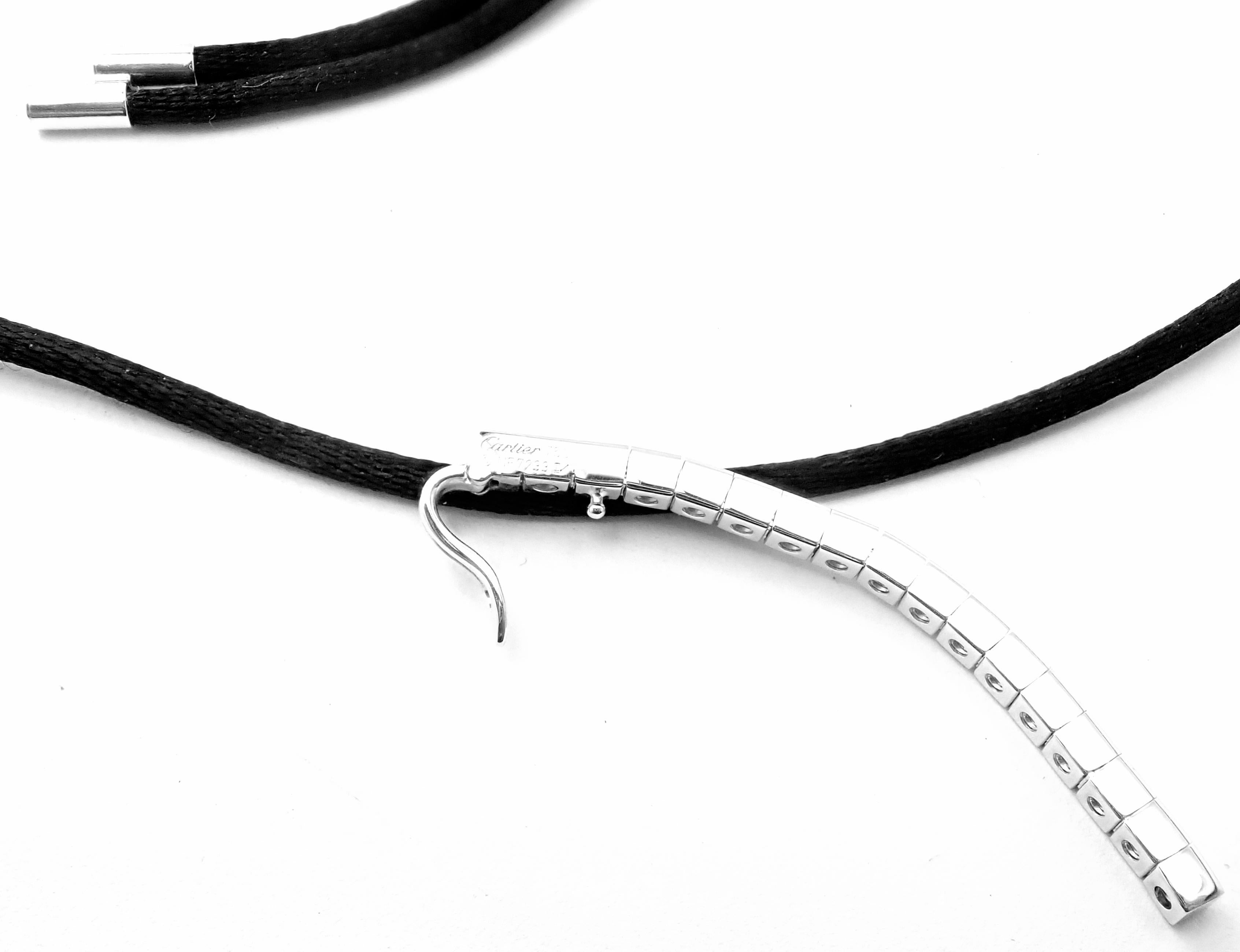 Cartier Lanieres Diamond Line Pendant Silk Cord White Gold Necklace 2