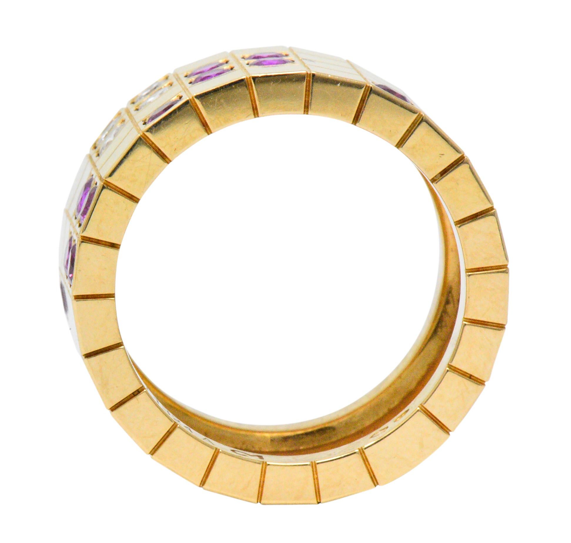 Women's or Men's Cartier Lanieres Diamond Sapphire 18 Karat Yellow Gold Wide Band Ring