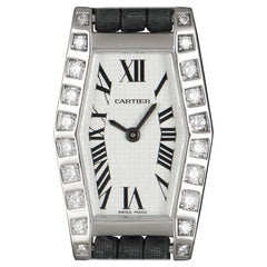 Cartier Lanieres Ladies 18 Karat White Gold Silver Dial Diamond Set WJ2005W3