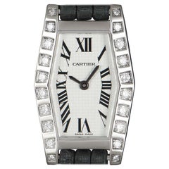 Cartier Montre Lanieres pour femme en or blanc 18 carats et argent sertie de diamants WJ2005W3