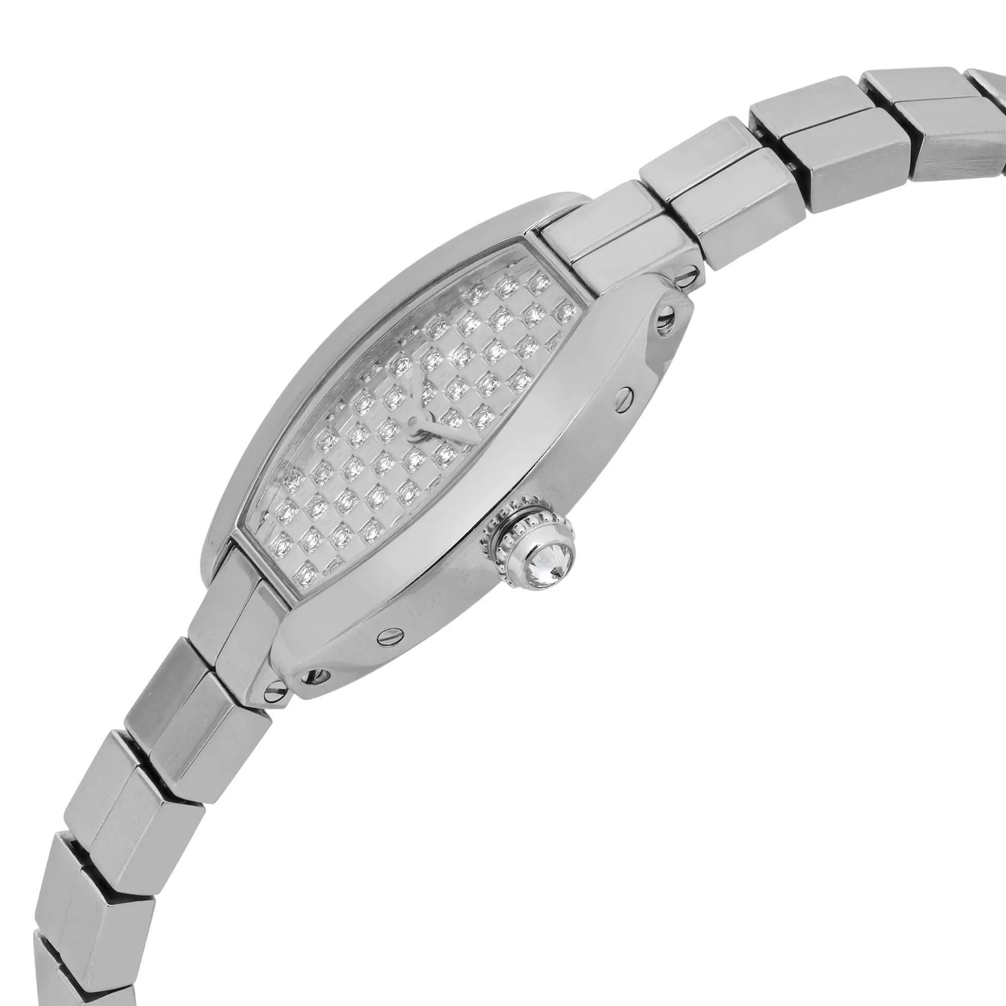 Reloj Cartier Lanieres Mini Tonneau de cuarzo con diamantes y oro blanco de 18 quilates WJ2002W3 en Bueno estado para la venta en New York, NY