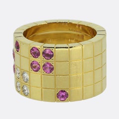 Anello Cartier Lanieres con zaffiro rosa e diamanti misura J (49)