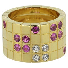 Anello Cartier Lanieres con zaffiro rosa e diamanti misura J (49)