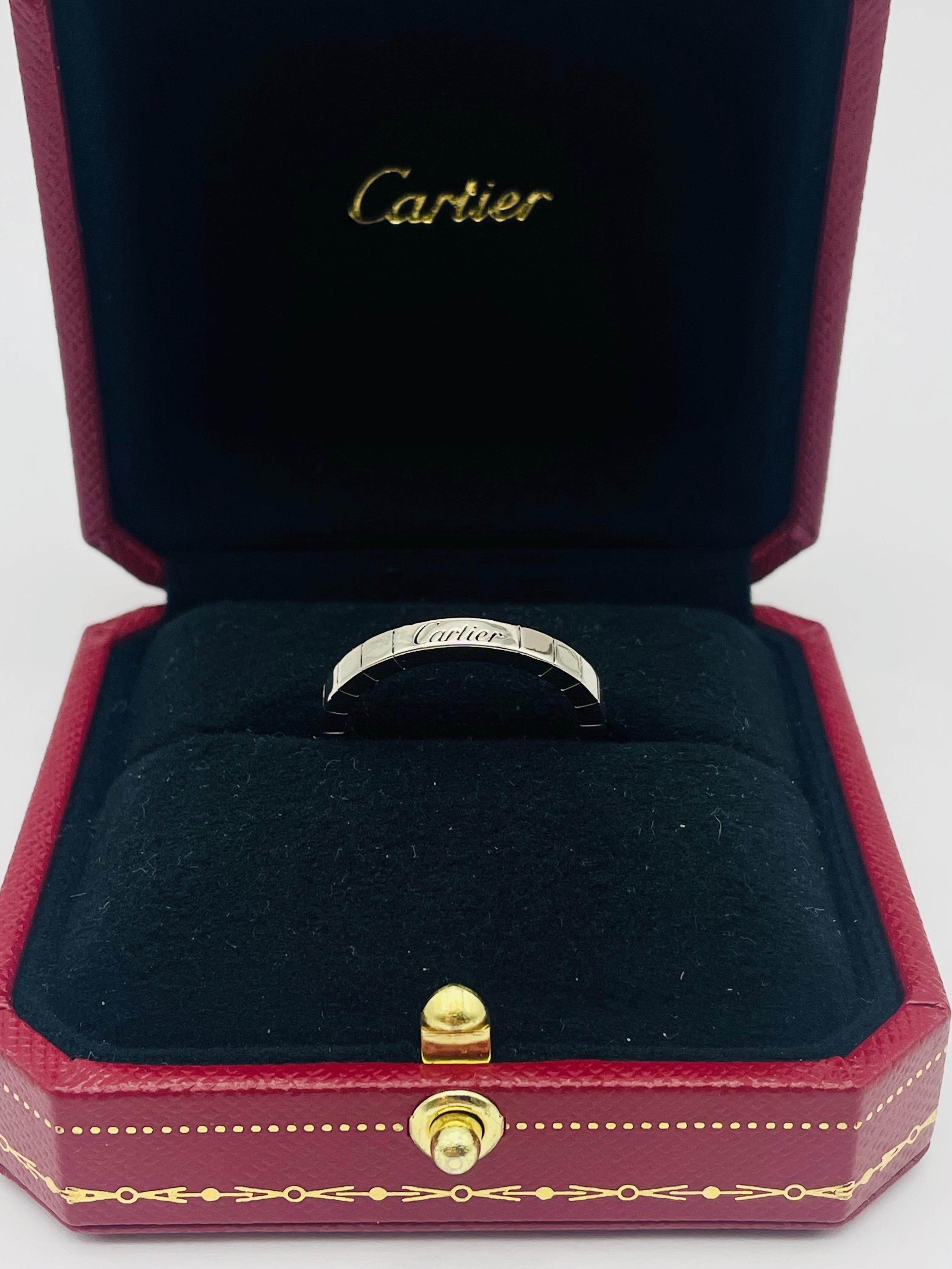 Men's Cartier Lanieres ring 18k Whitegold For Sale