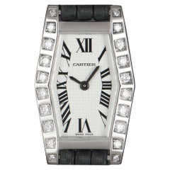 Cartier Montre Lanieres pour femme en or blanc 18 carats avec cadran et argent serti de diamants WJ2005W3