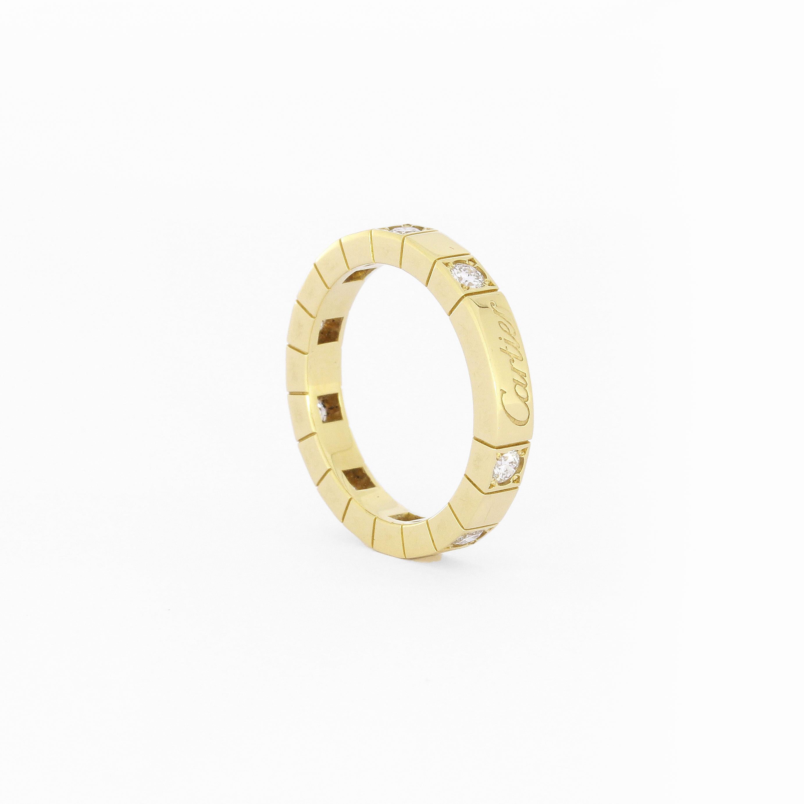 Women's Cartier Lanières Yellow Gold 0.36 Carat Diamond Band Ring For Sale