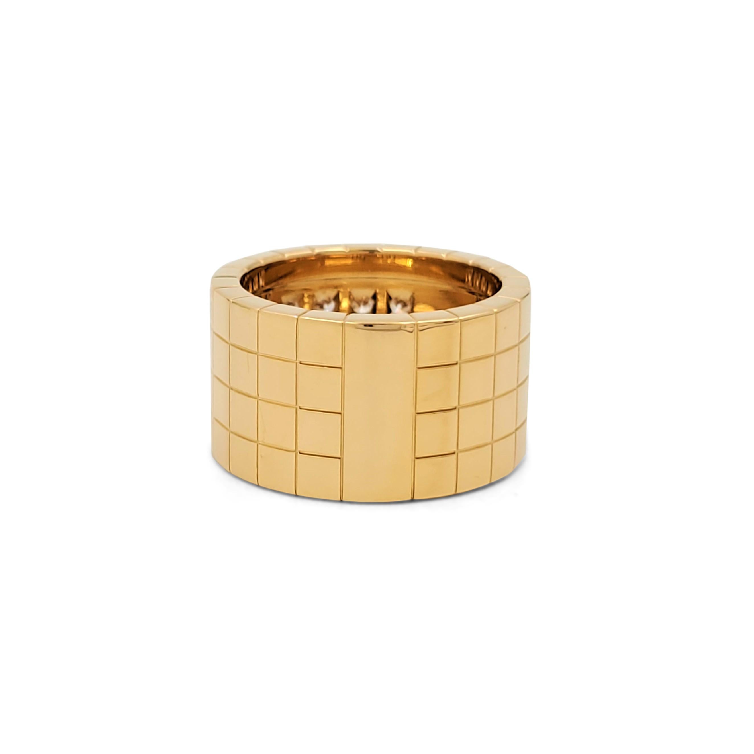 Round Cut Cartier 'Lanières' Yellow Gold and Diamond Wide Band Ring