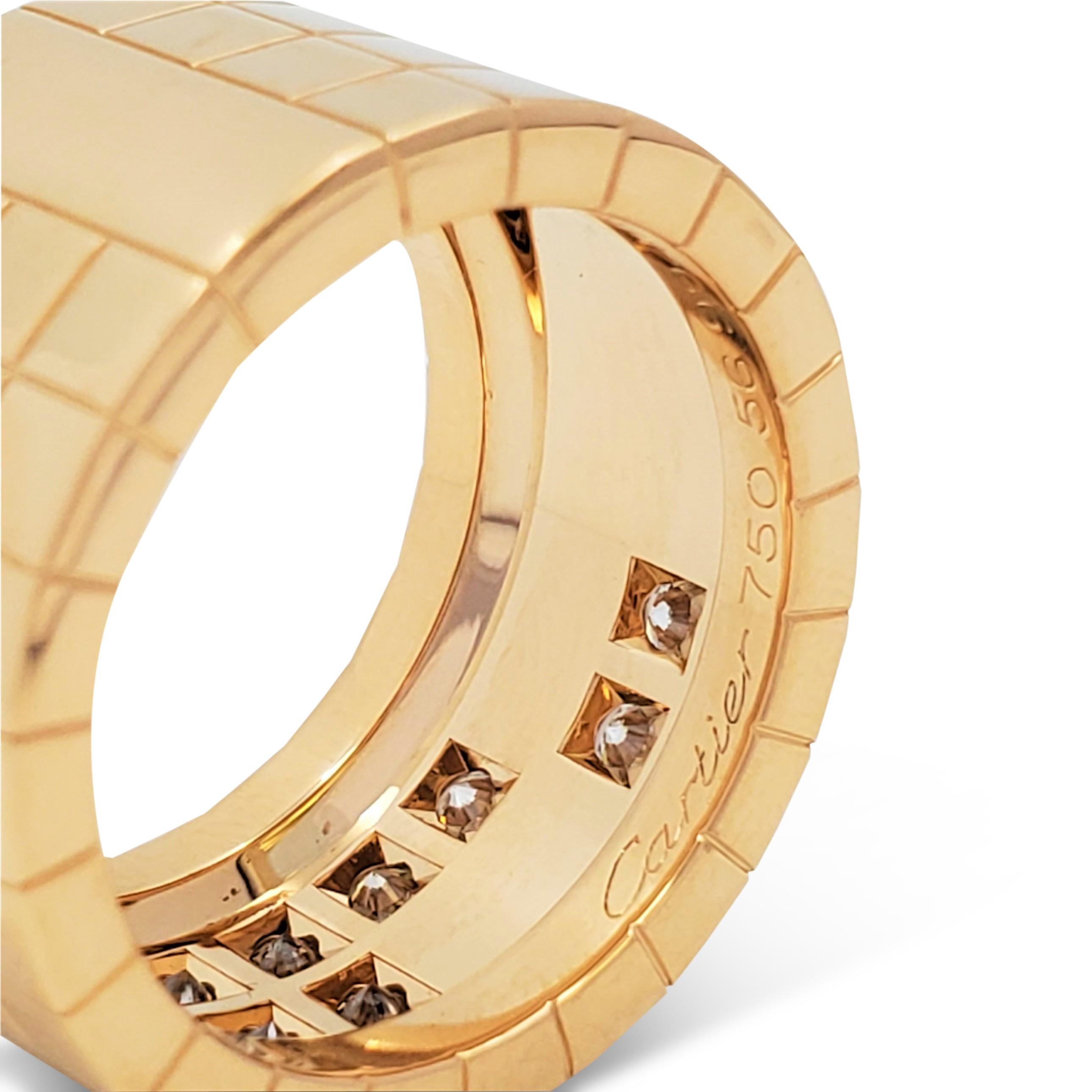 Cartier 'Lanières' Yellow Gold and Diamond Wide Band Ring In Excellent Condition In New York, NY