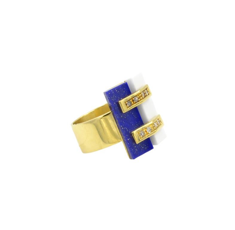 Women's Cartier Lapis and White Coral Ring For Sale
