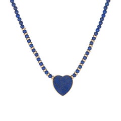 Cartier Lapislazuli Herz Halskette circa 1984 18 Karat Gold COA Estate Jewelry