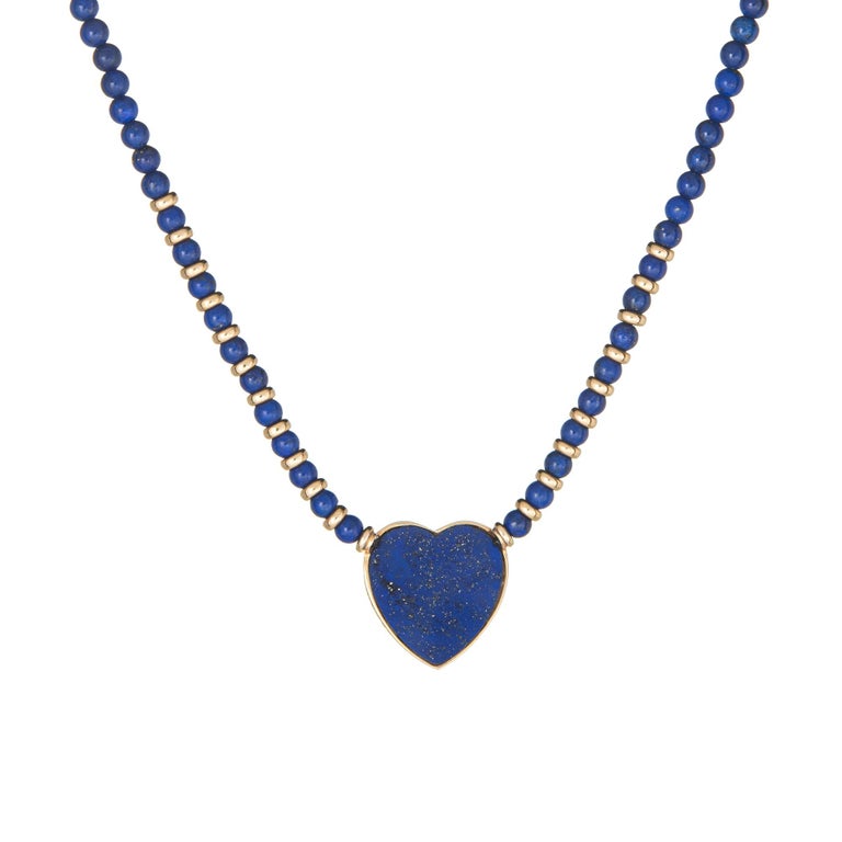 Cartier Lapis Lazuli Heart Necklace circa 1984 18 Karat Gold COA Estate ...