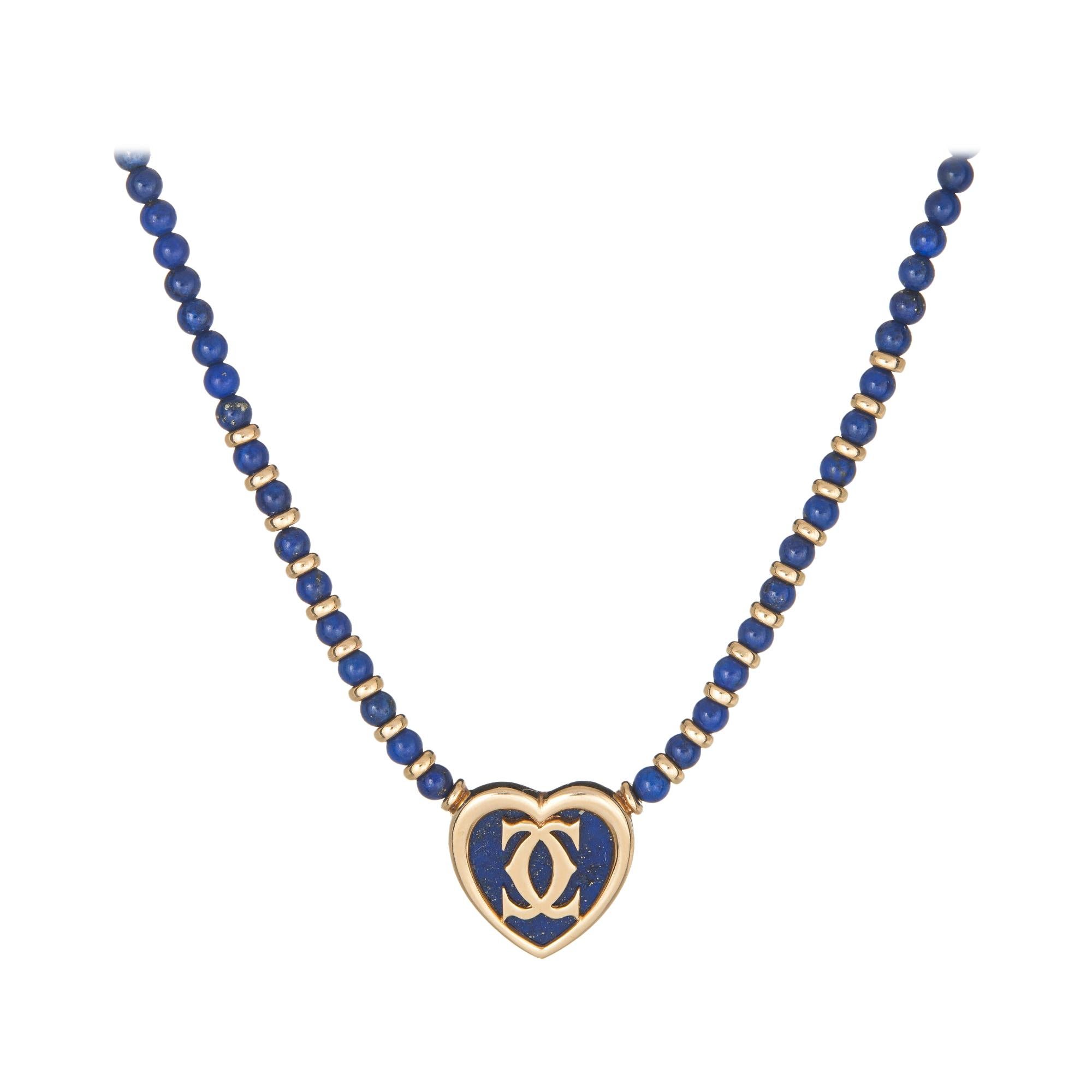 Cartier Lapis Lazuli Heart Necklace circa 1984 18 Karat Gold COA Estate Jewelry