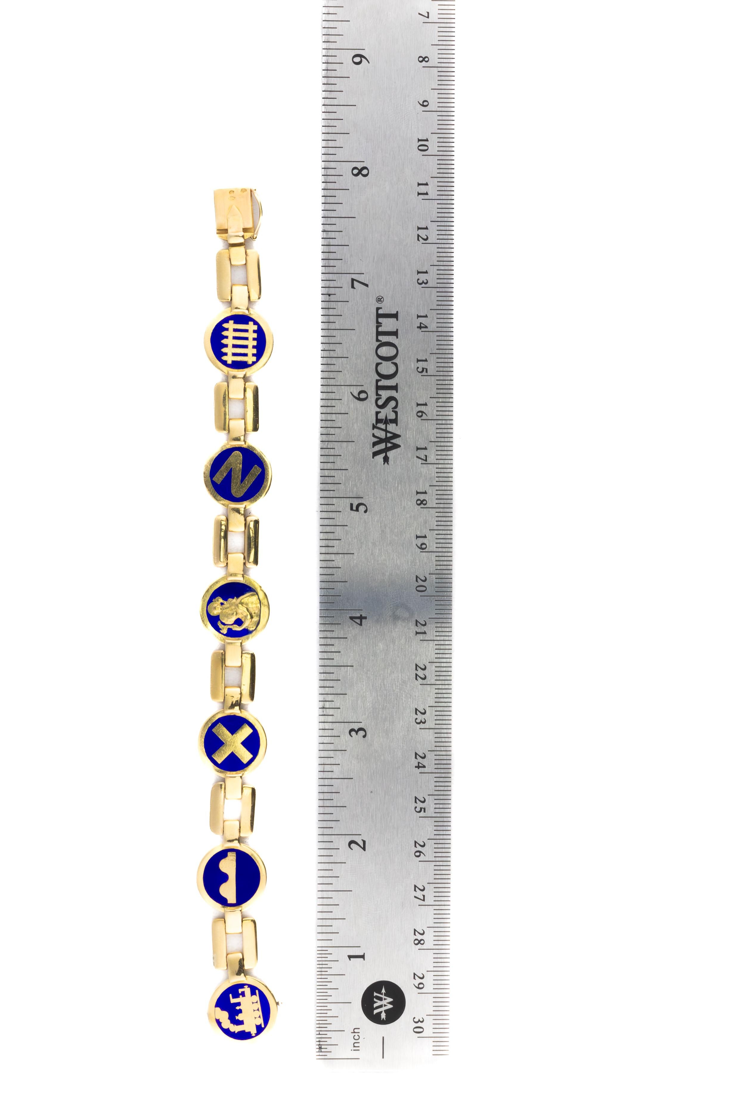 Women's or Men's Cartier Lapis Lazuli Transportation Motif Gold Bracelet