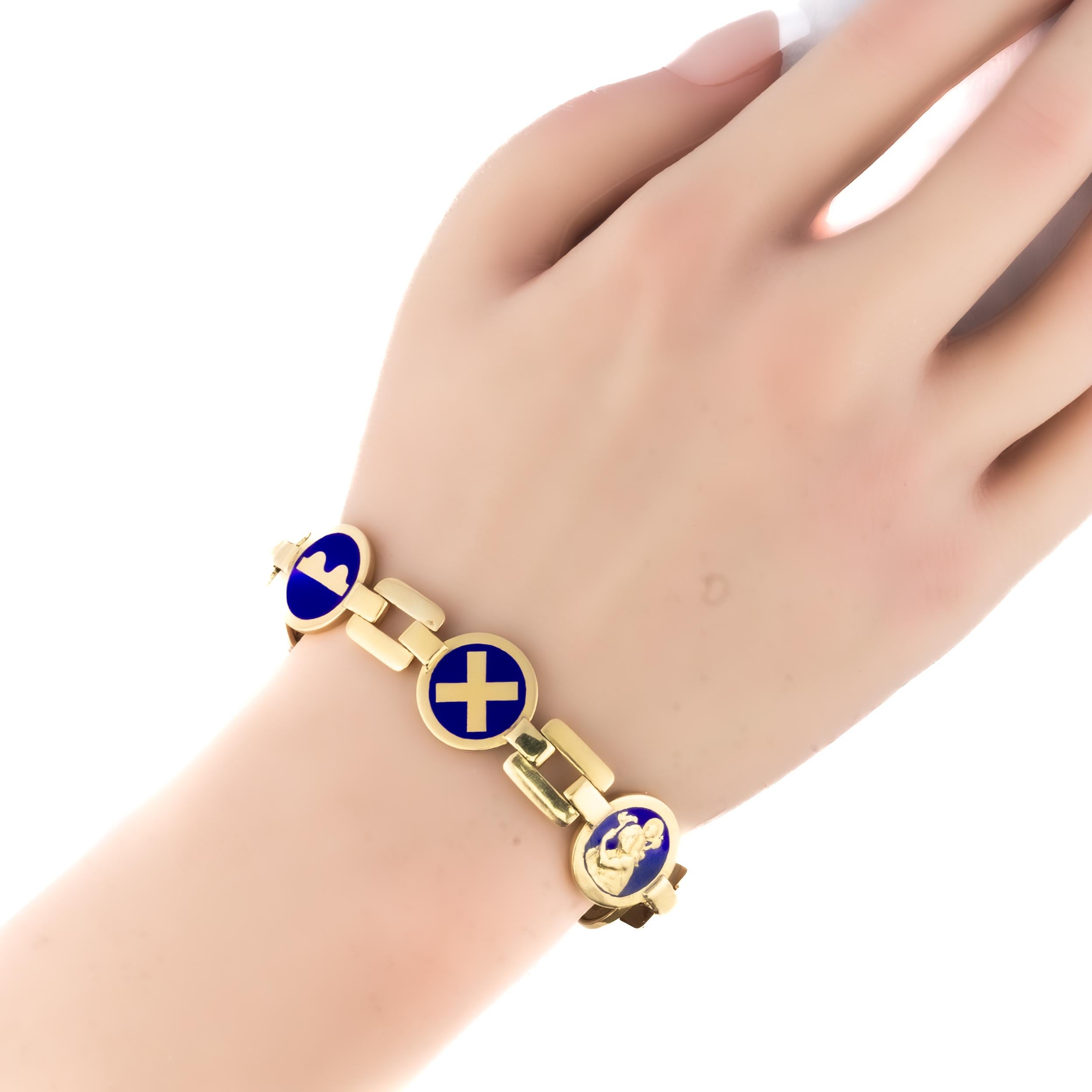 Cartier Lapis Lazuli Transportation Motif Gold Bracelet 1