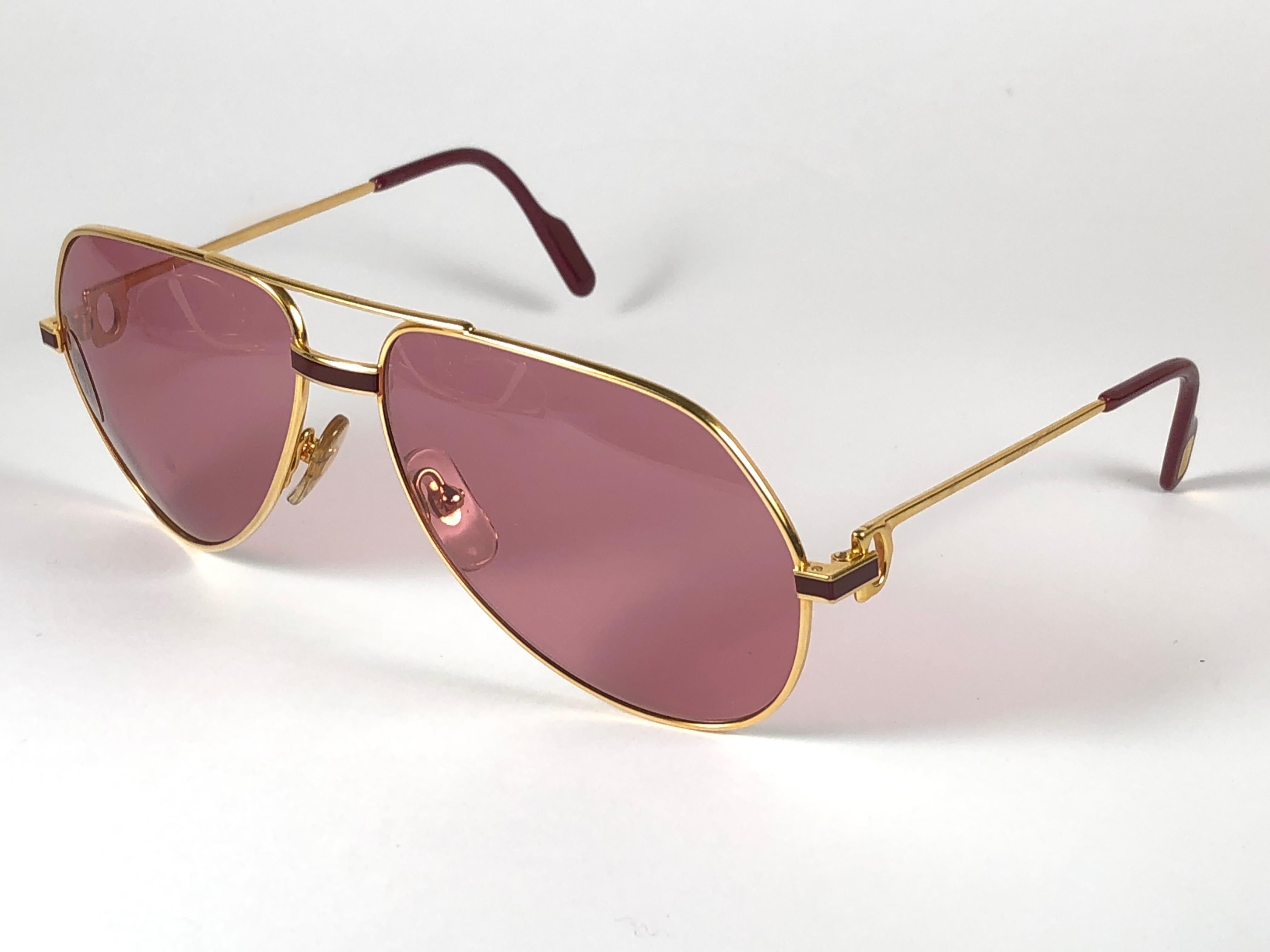Cartier Laque de Chine Aviator Gold 59Mm Heavy Plated Sunglasses France In New Condition In Baleares, Baleares