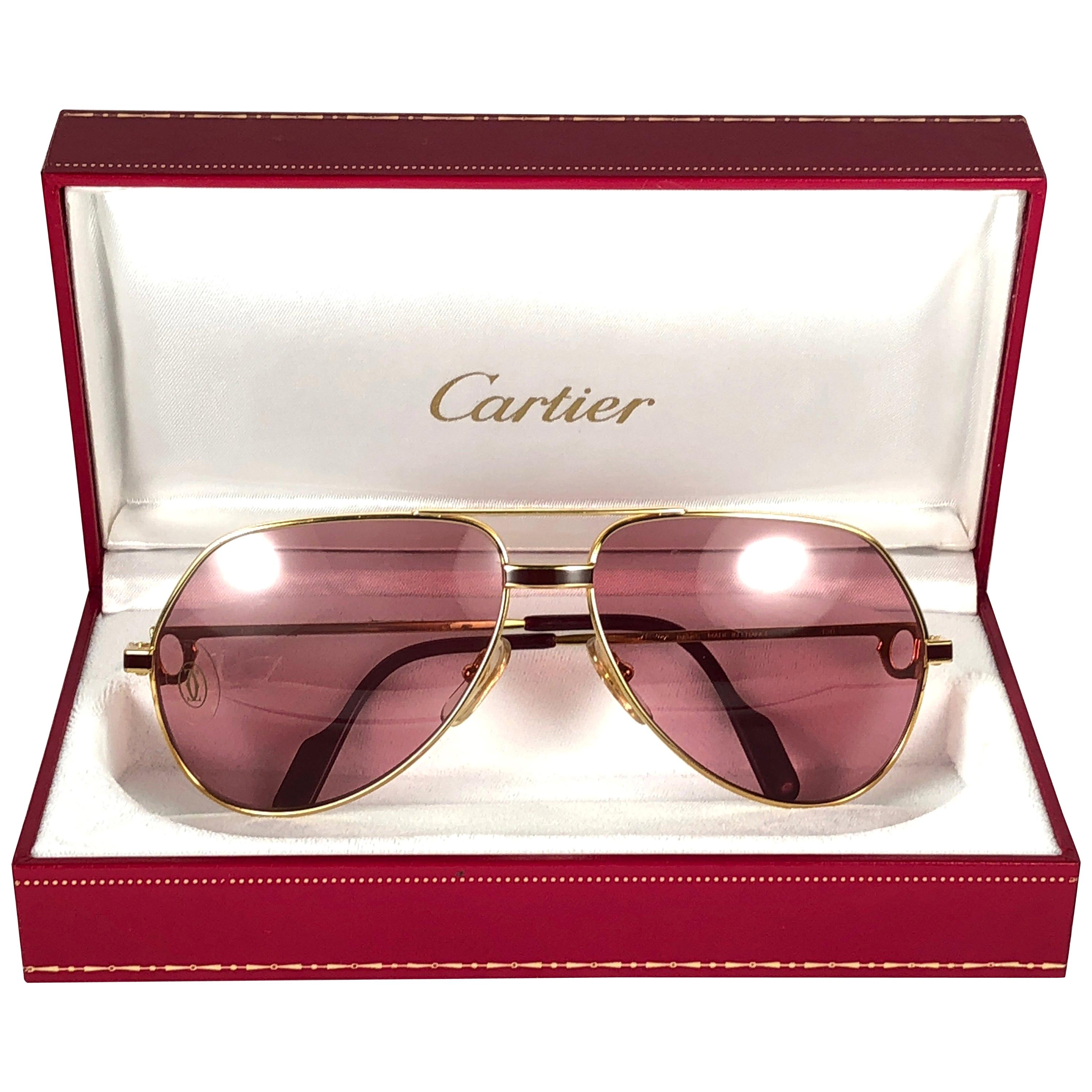 Cartier Laque de Chine Aviator Gold 59Mm Heavy Plated Sunglasses France at  1stDibs | cartier red sunglasses