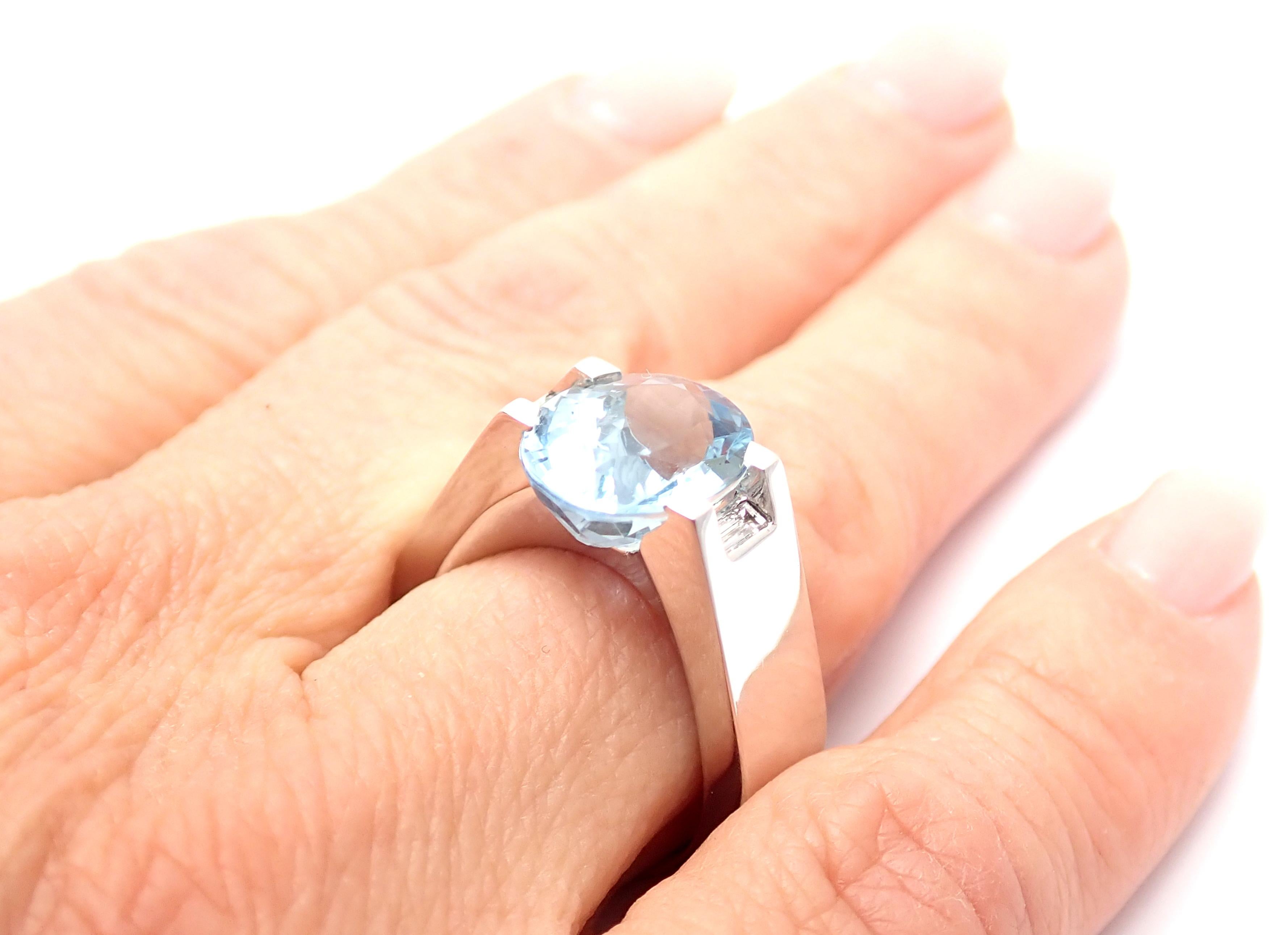 Cartier Large Aquamarine Diamond White Gold Ring 3