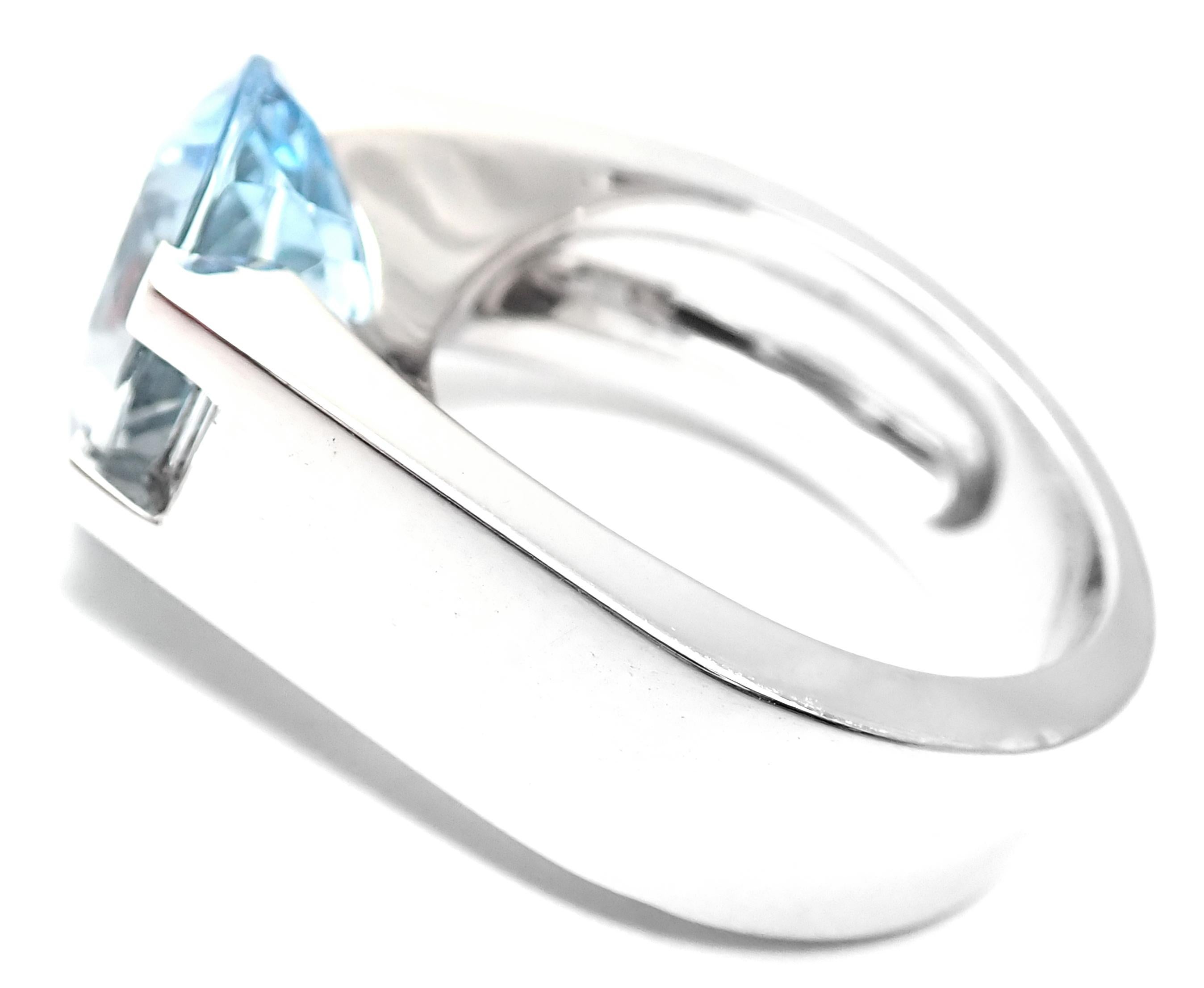 Cartier Large Aquamarine Diamond White Gold Ring In Excellent Condition In Southampton, PA