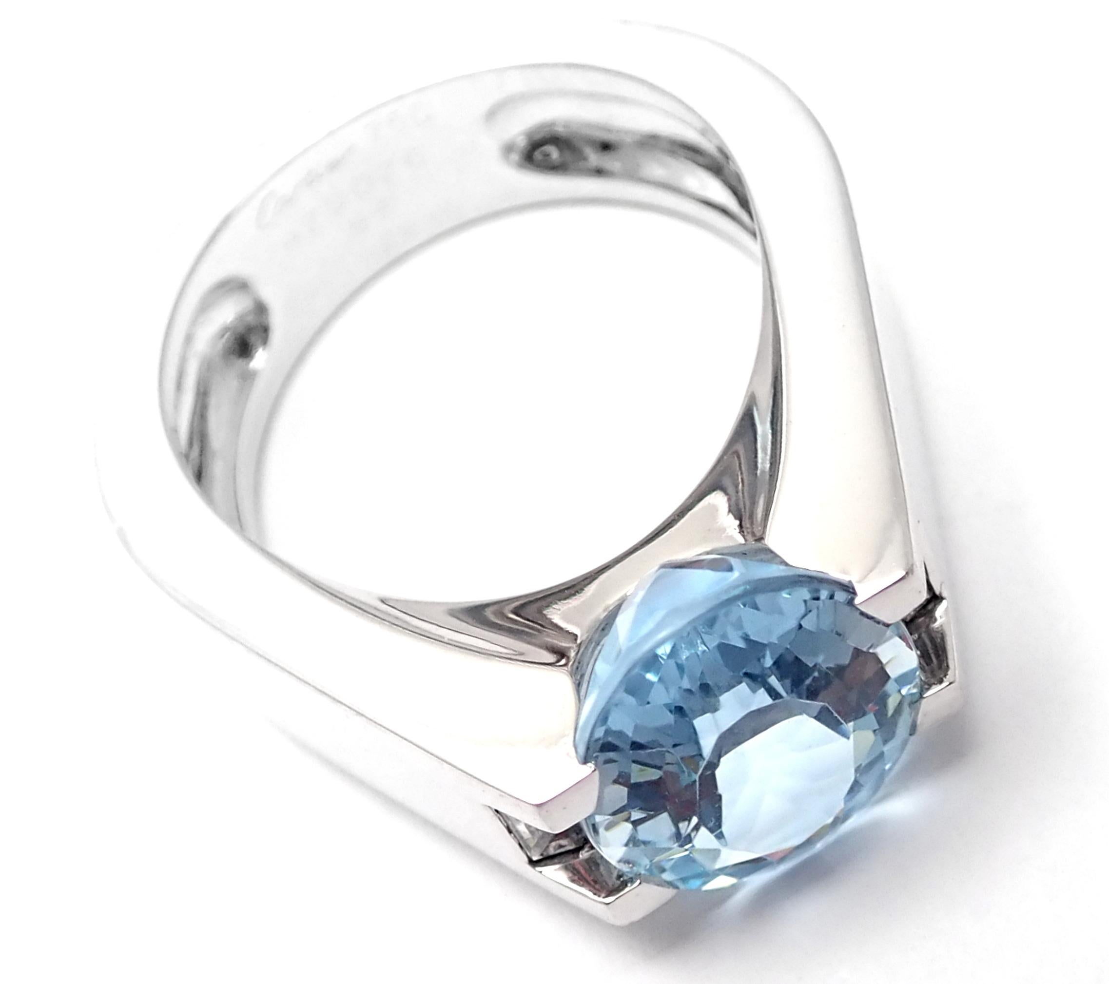 Cartier Large Aquamarine Diamond White Gold Ring 1